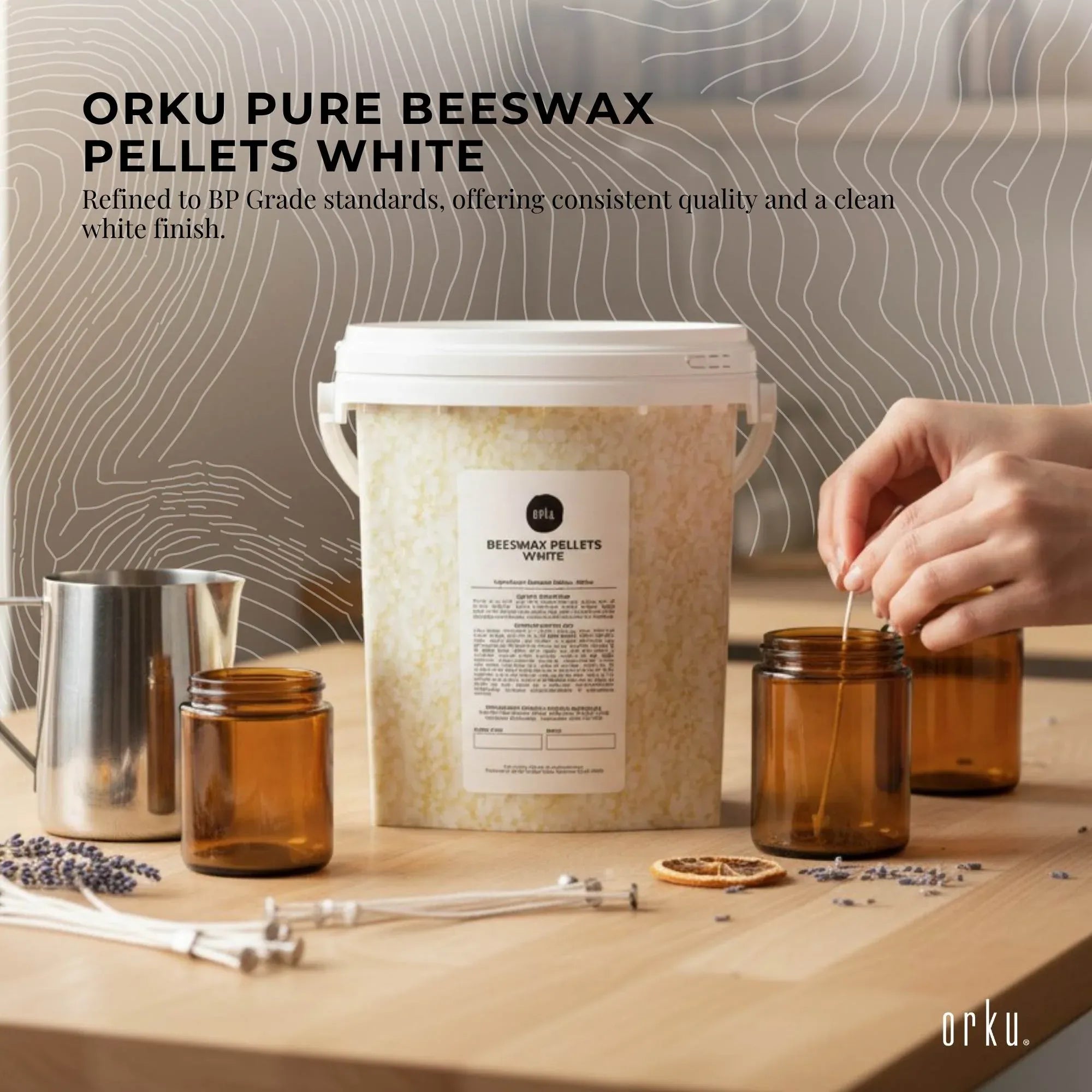 Orku 700g Pure Beeswax Pellets White BP Grade Refined Bead - Candle Cosmetic Tub V238-SUPDZ-33006512504912