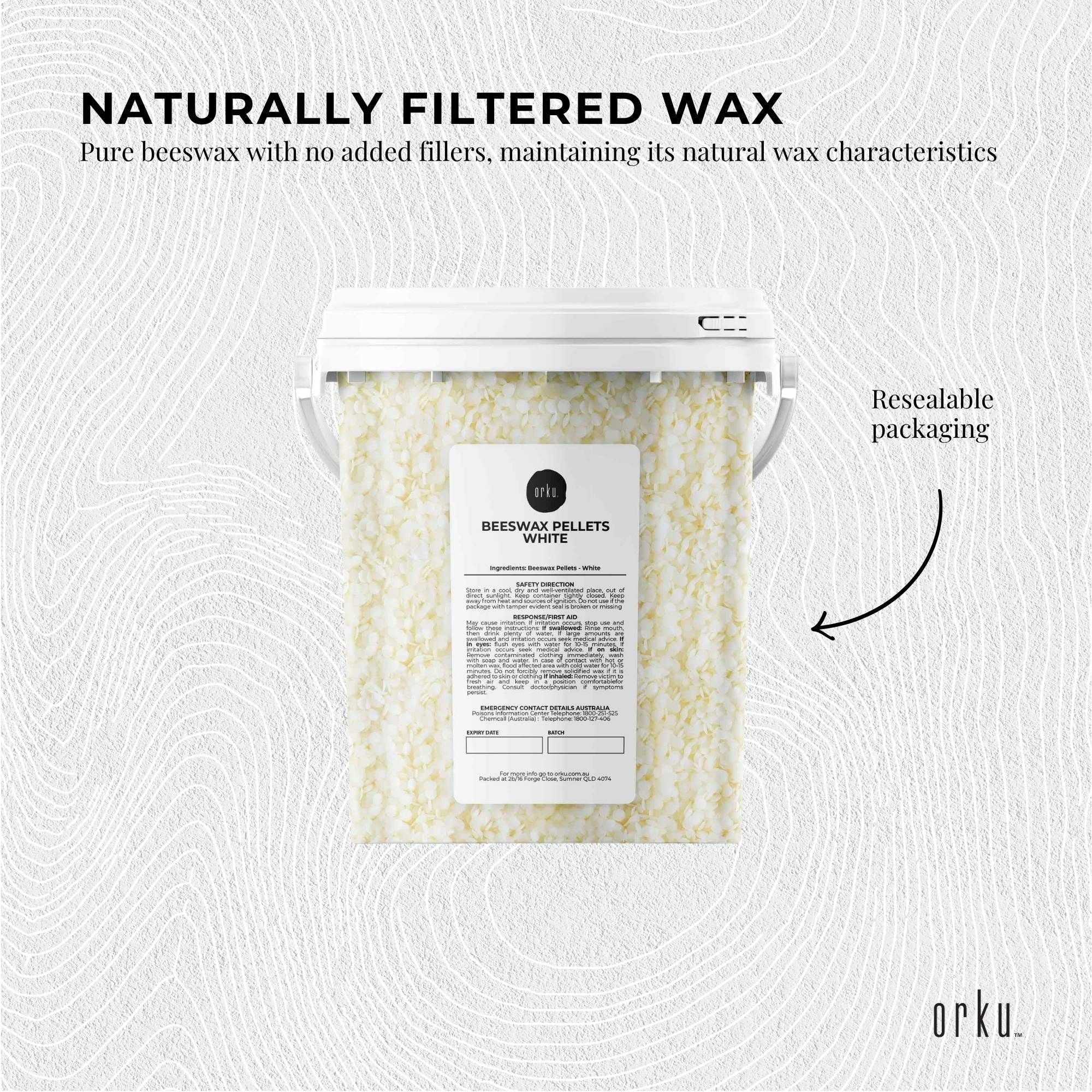 Orku 700g Pure Beeswax Pellets White BP Grade Refined Bead - Candle Cosmetic Tub V238-SUPDZ-33006512504912