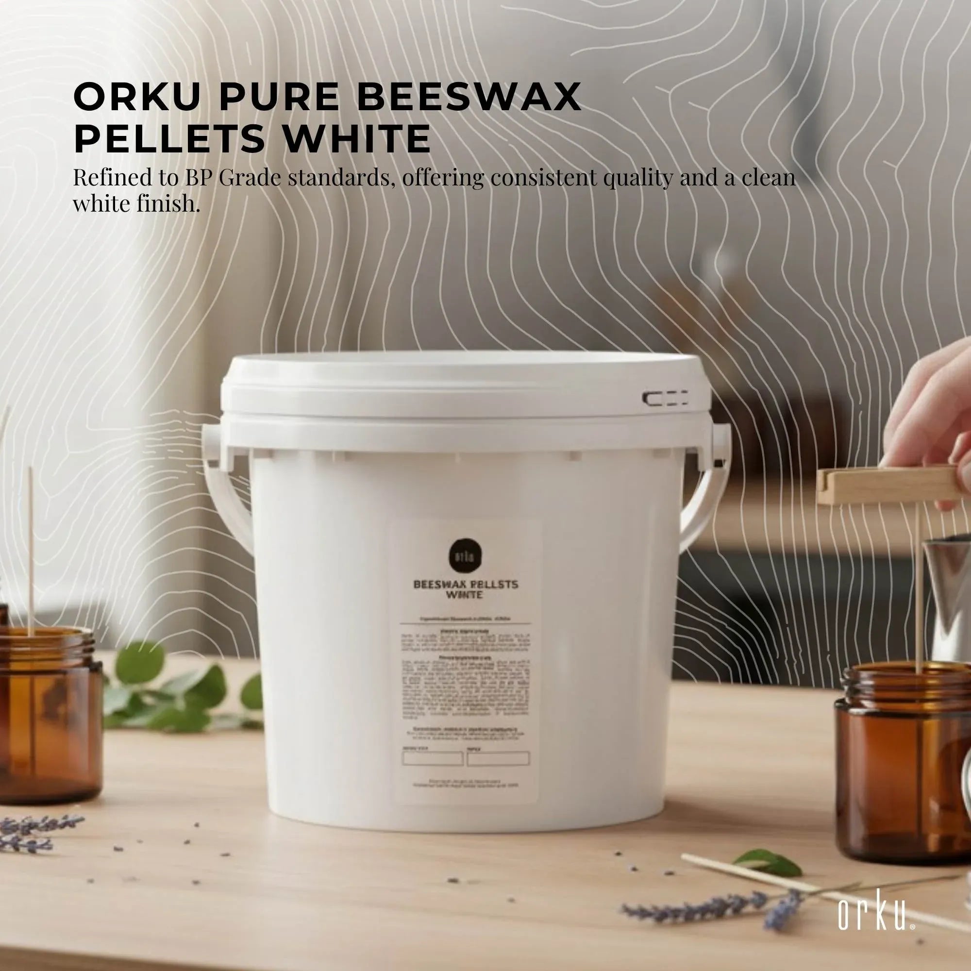 Orku 3Kg Pure Beeswax Pellets White BP Grade Refined Beads - Candle Cosmetic Tub V238-SUPDZ-33006516600912