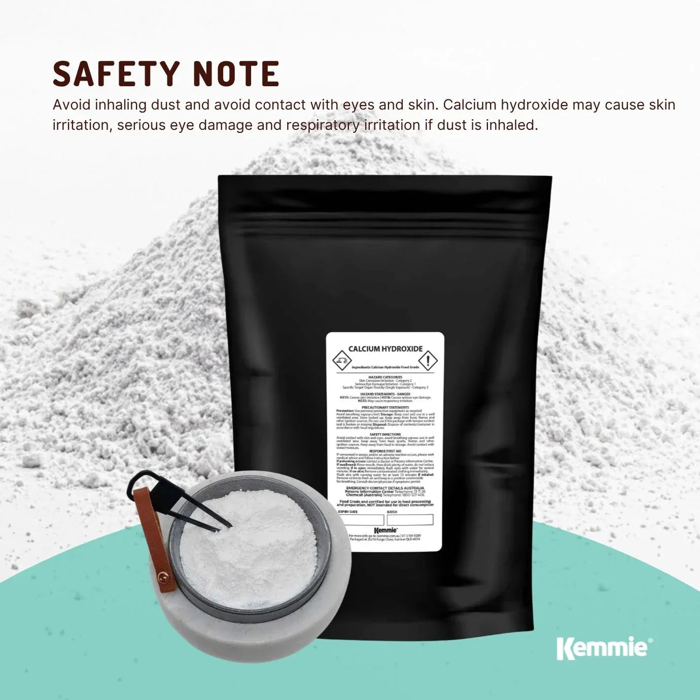 Kemmie 1Kg Calcium Hydroxide Powder - Food Grade Pickling Lime Slaked Lime FCC V238-SUPDZ-33021032530000