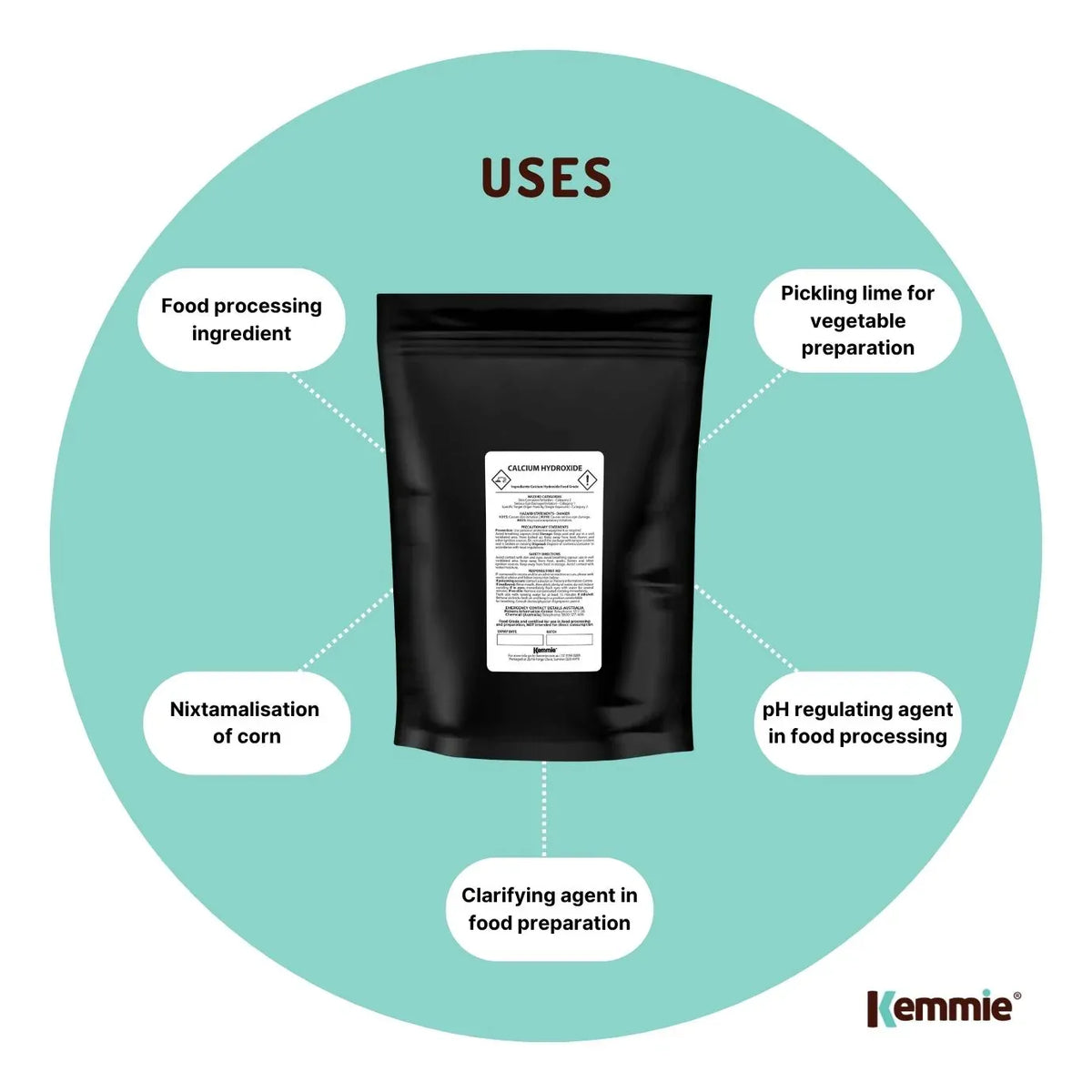 Kemmie 1Kg Calcium Hydroxide Powder - Food Grade Pickling Lime Slaked Lime FCC V238-SUPDZ-33021032530000