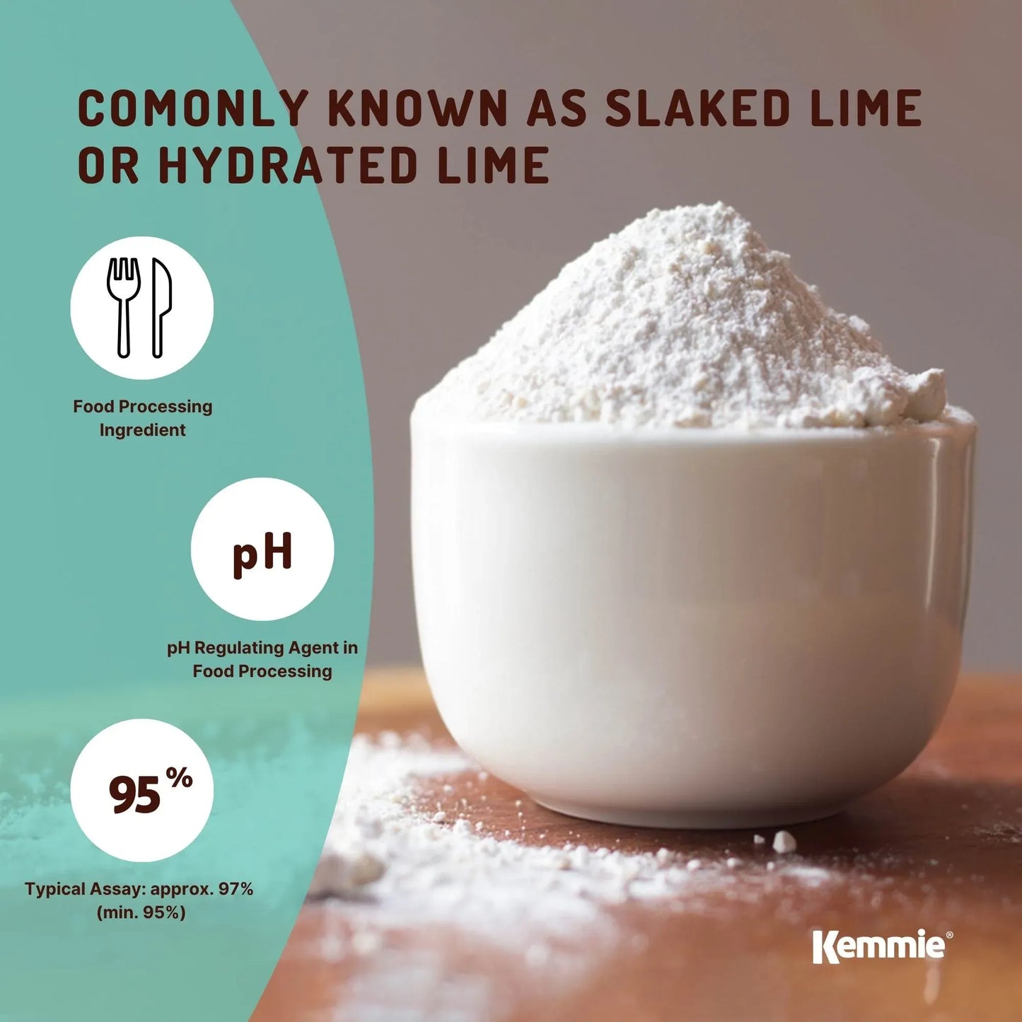 Kemmie Bulk 10Kg Calcium Hydroxide Powder - Food Grade Pickling Lime Slaked FCC V238-SUPDZ-33021409099856