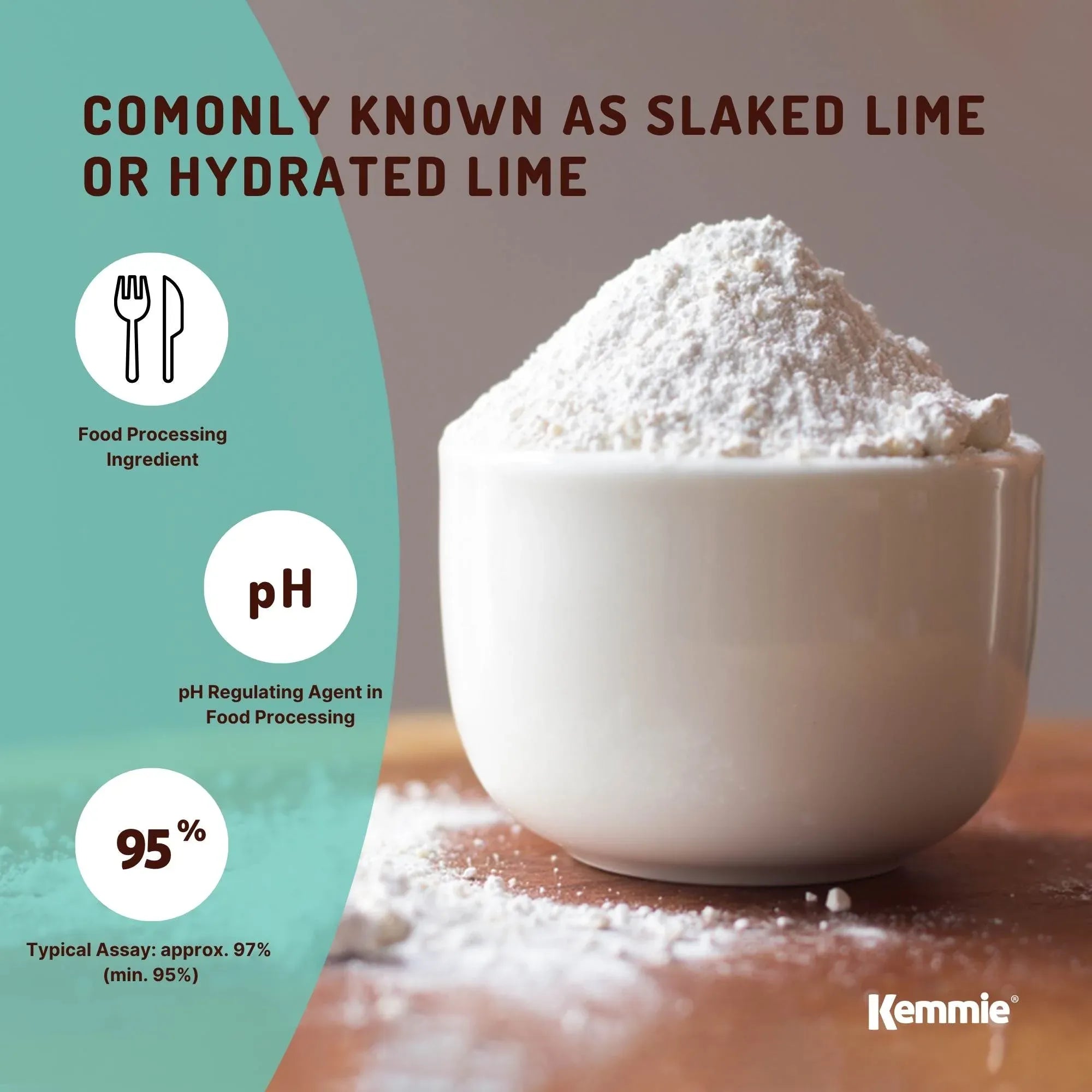Kemmie Bulk 10Kg Calcium Hydroxide Powder - Food Grade Pickling Lime Slaked FCC V238-SUPDZ-33021409099856