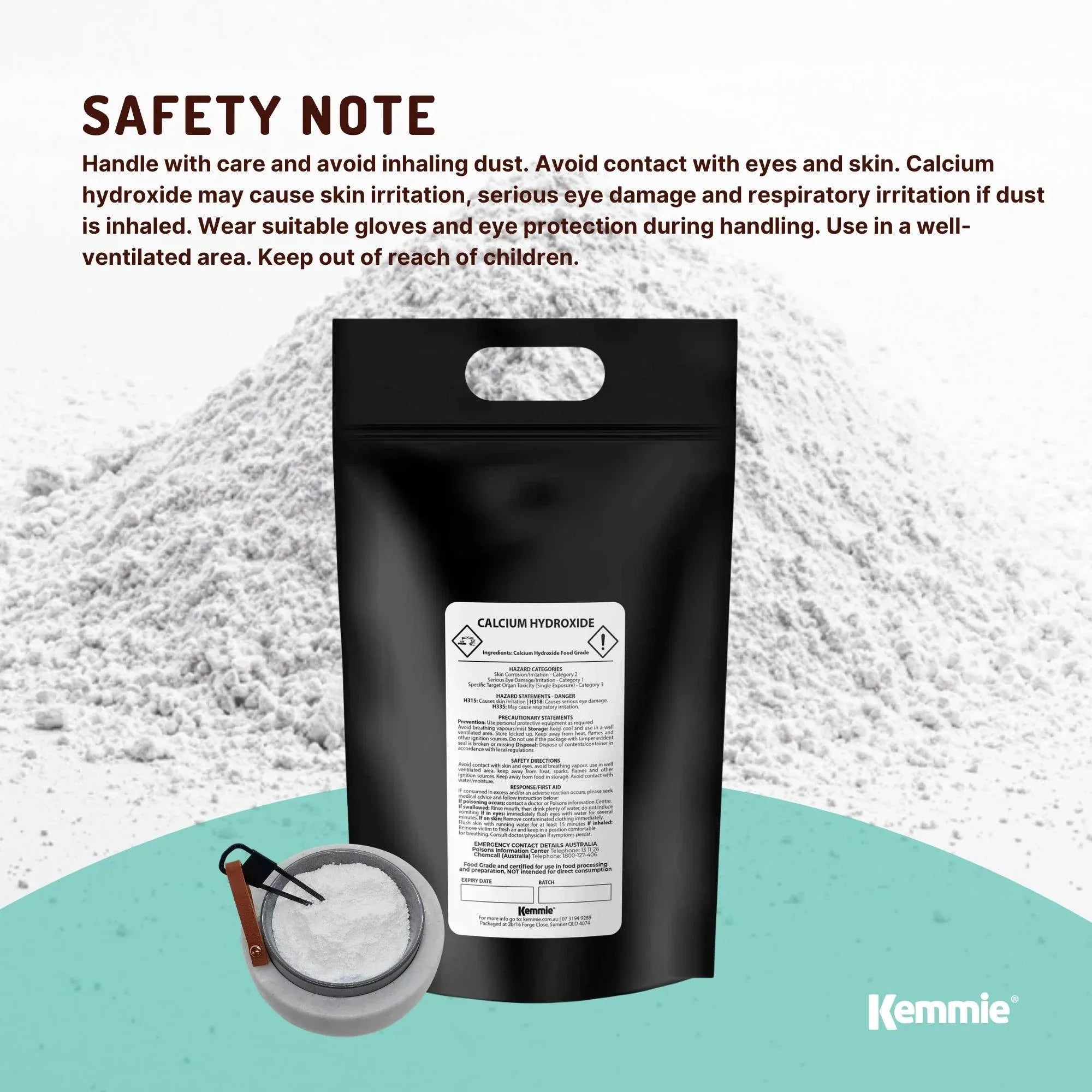Kemmie Bulk 10Kg Calcium Hydroxide Powder - Food Grade Pickling Lime Slaked FCC V238-SUPDZ-33021409099856