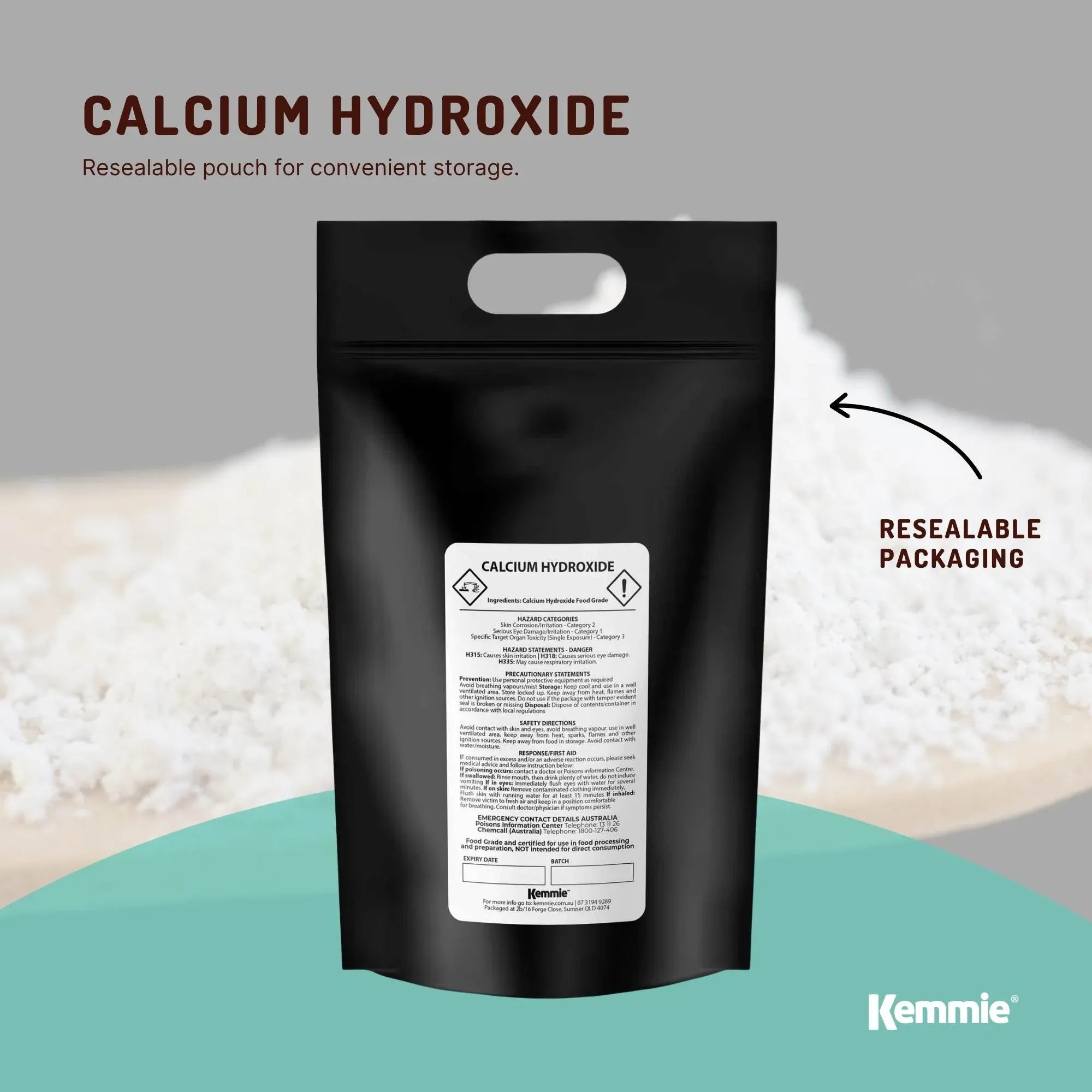 Kemmie Bulk 10Kg Calcium Hydroxide Powder - Food Grade Pickling Lime Slaked FCC V238-SUPDZ-33021409099856