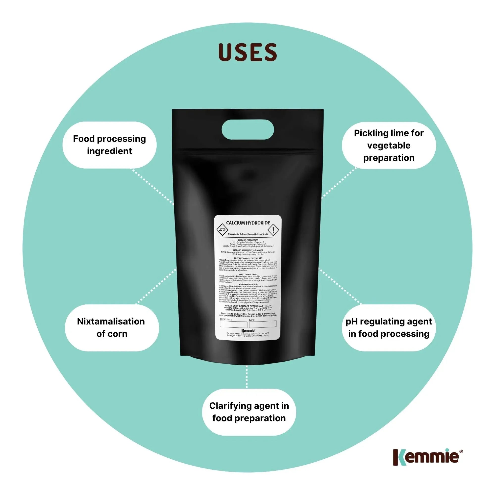 Kemmie Bulk 10Kg Calcium Hydroxide Powder - Food Grade Pickling Lime Slaked FCC V238-SUPDZ-33021409099856