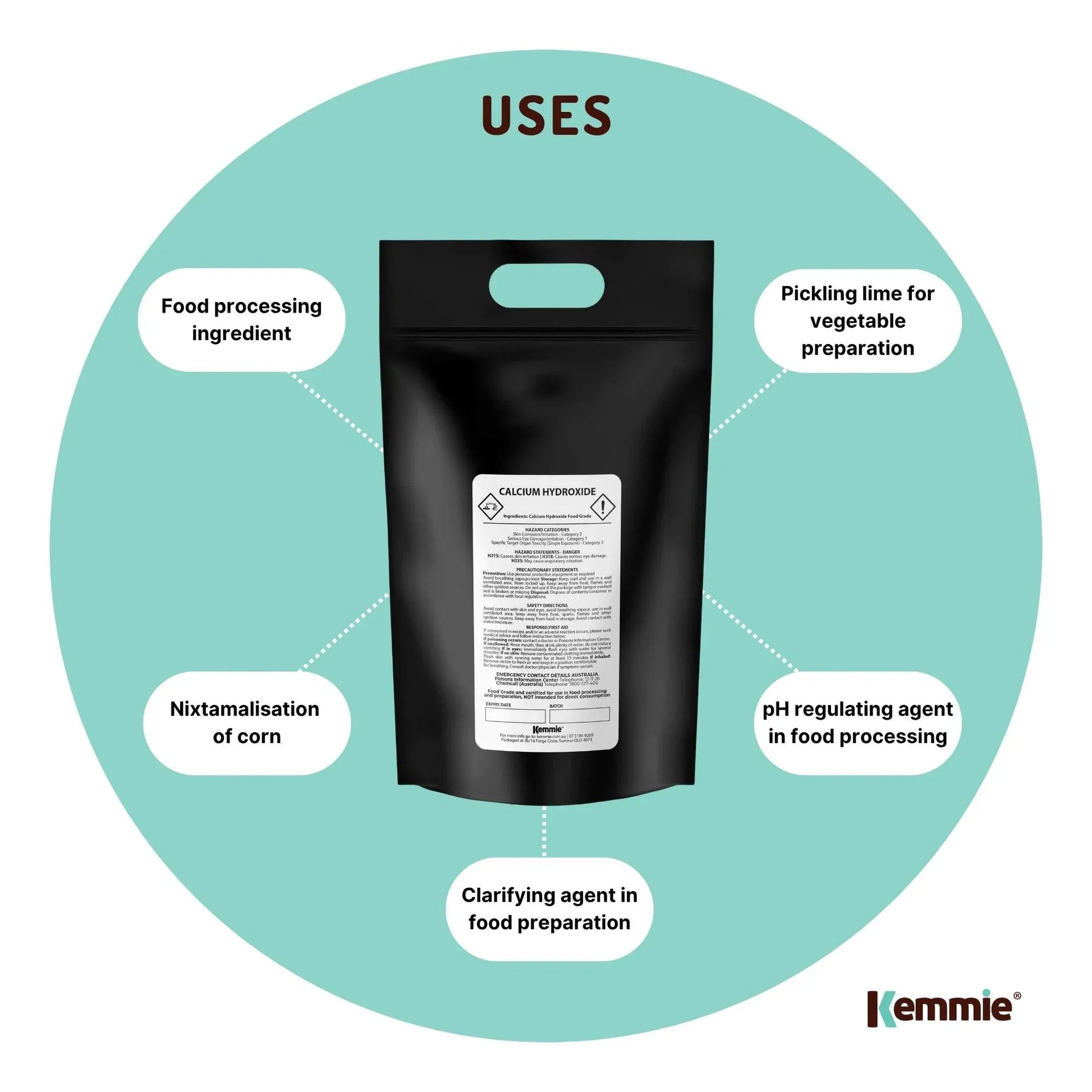 Kemmie Bulk 20Kg Calcium Hydroxide Powder - Food Grade Pickling Lime FCC V238-SUPDZ-33022394368080