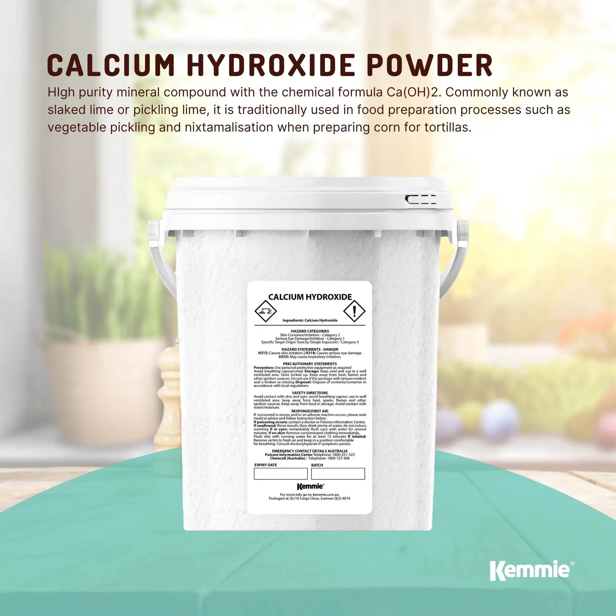 Kemmie 600g Calcium Hydroxide Powder Tub - Food Grade Pickling Lime FCC V238-SUPDZ-33022601691216