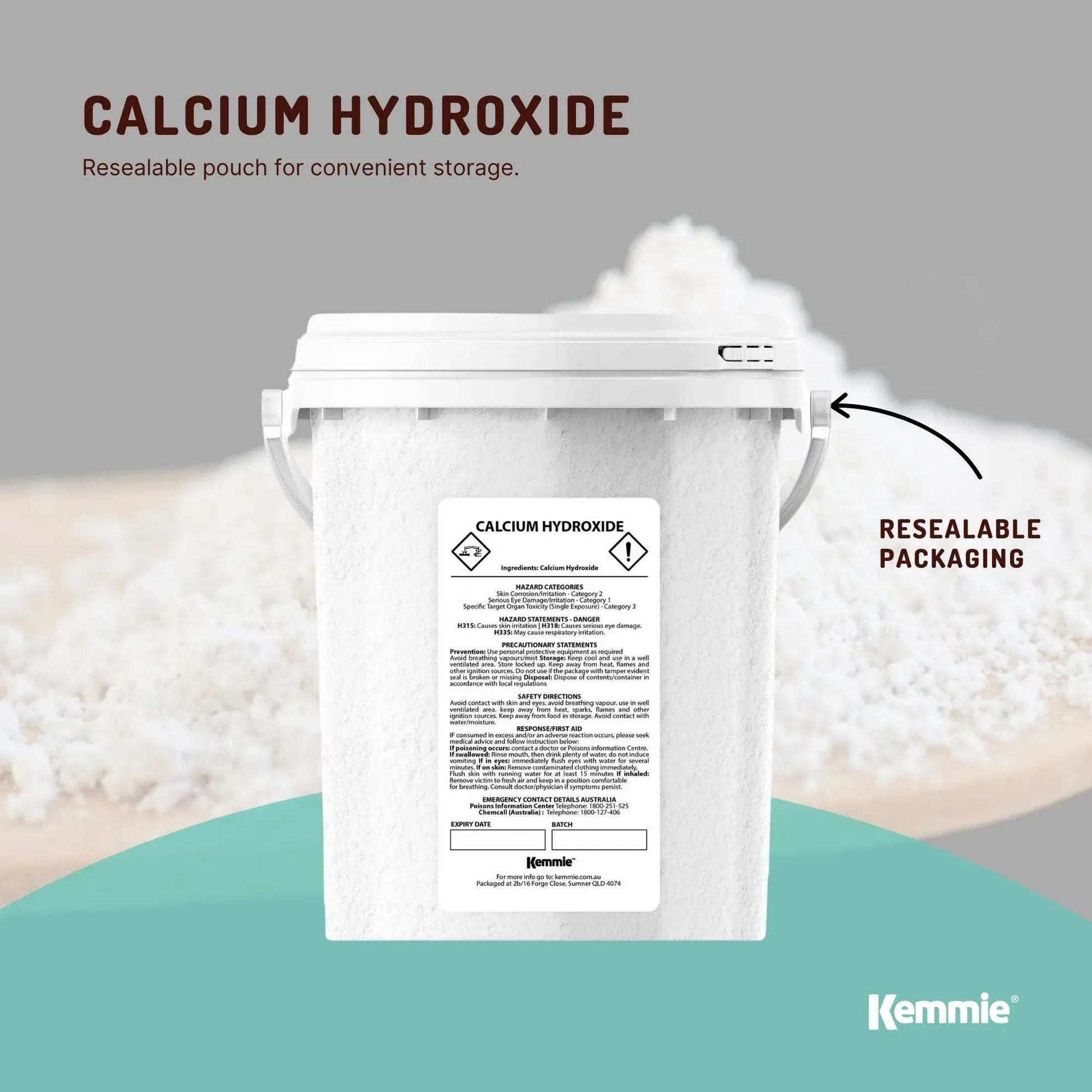 Kemmie 600g Calcium Hydroxide Powder Tub - Food Grade Pickling Lime FCC V238-SUPDZ-33022601691216