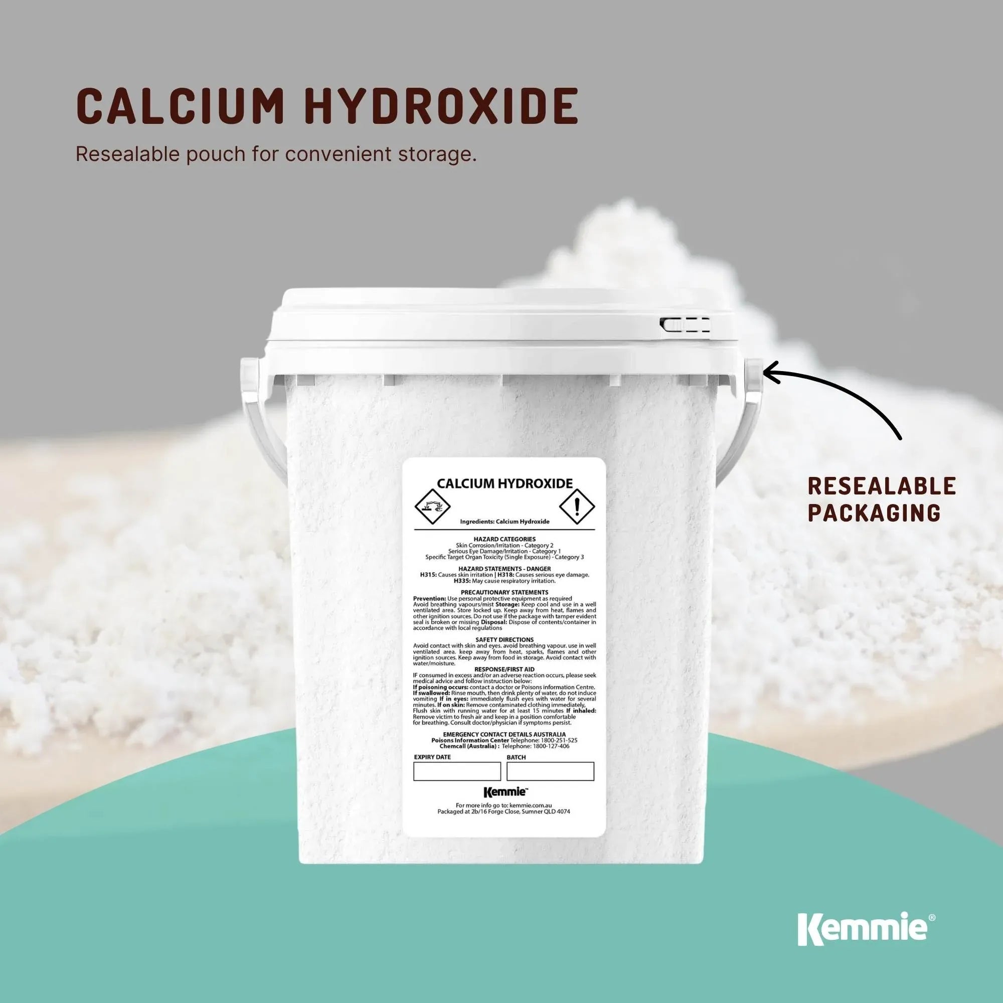 Kemmie 600g Calcium Hydroxide Powder Tub - Food Grade Pickling Lime FCC V238-SUPDZ-33022601691216