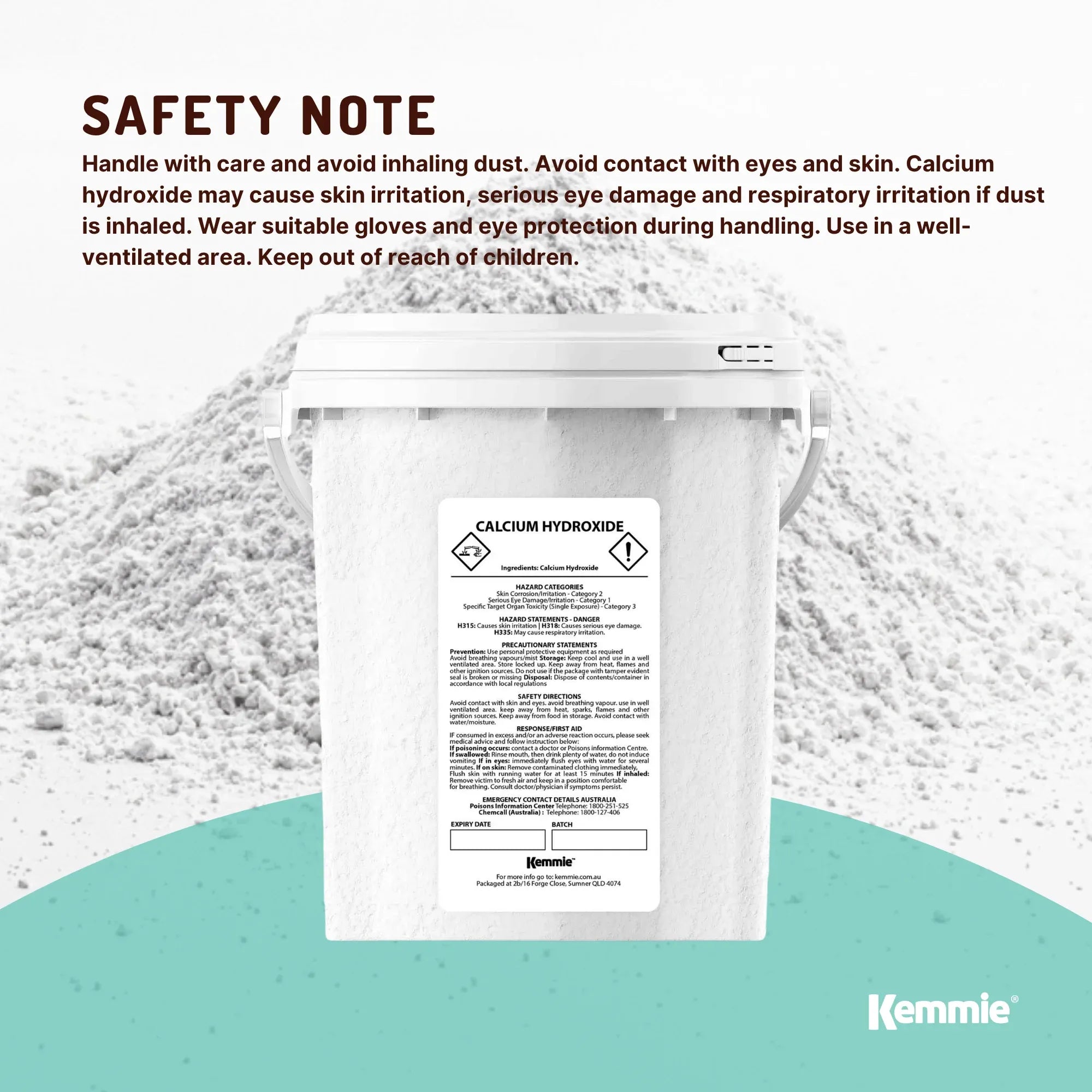 Kemmie 600g Calcium Hydroxide Powder Tub - Food Grade Pickling Lime FCC V238-SUPDZ-33022601691216