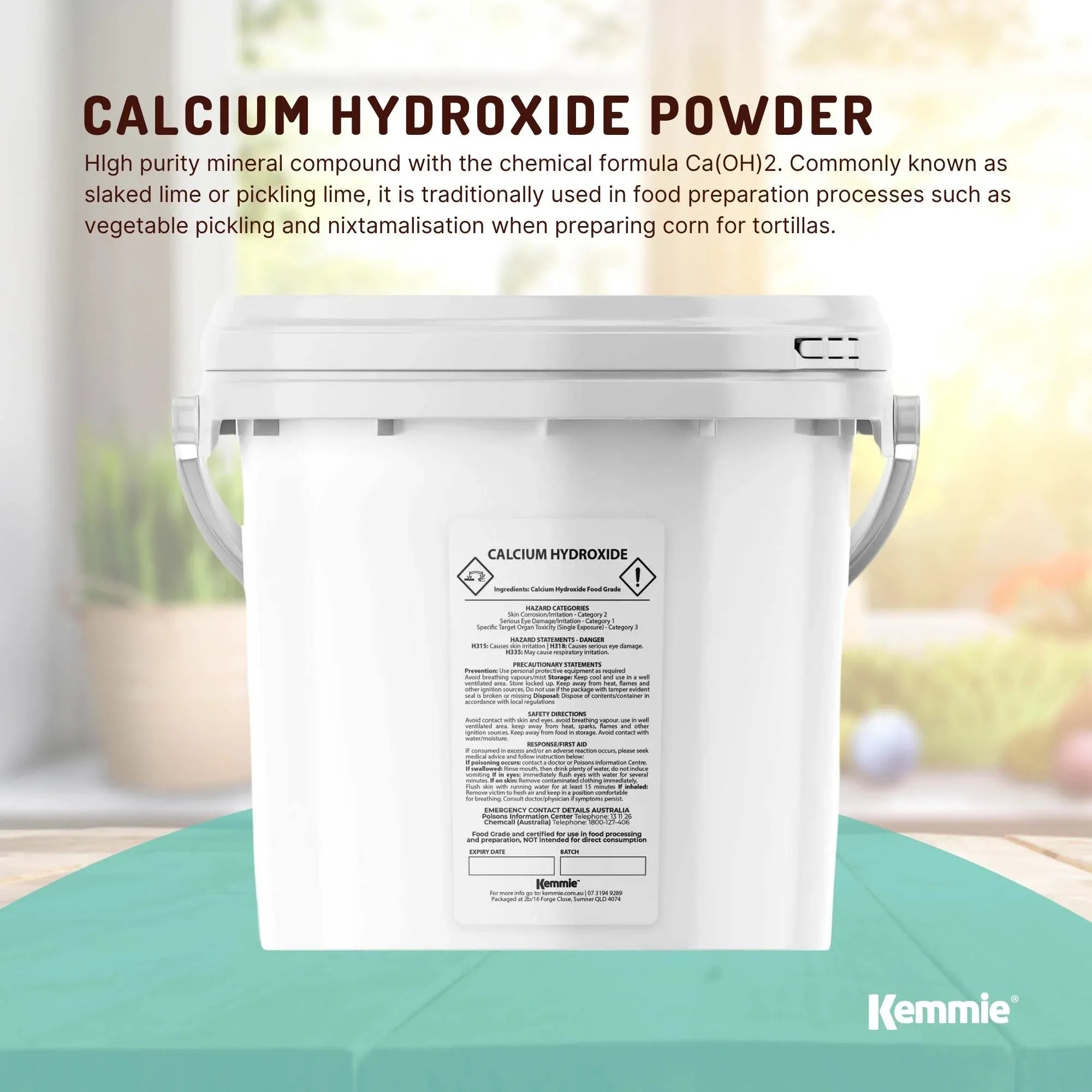 Kemmie 2.5kg Calcium Hydroxide Powder Tub - Food Grade Pickling Lime FCC V238-SUPDZ-33022677745744