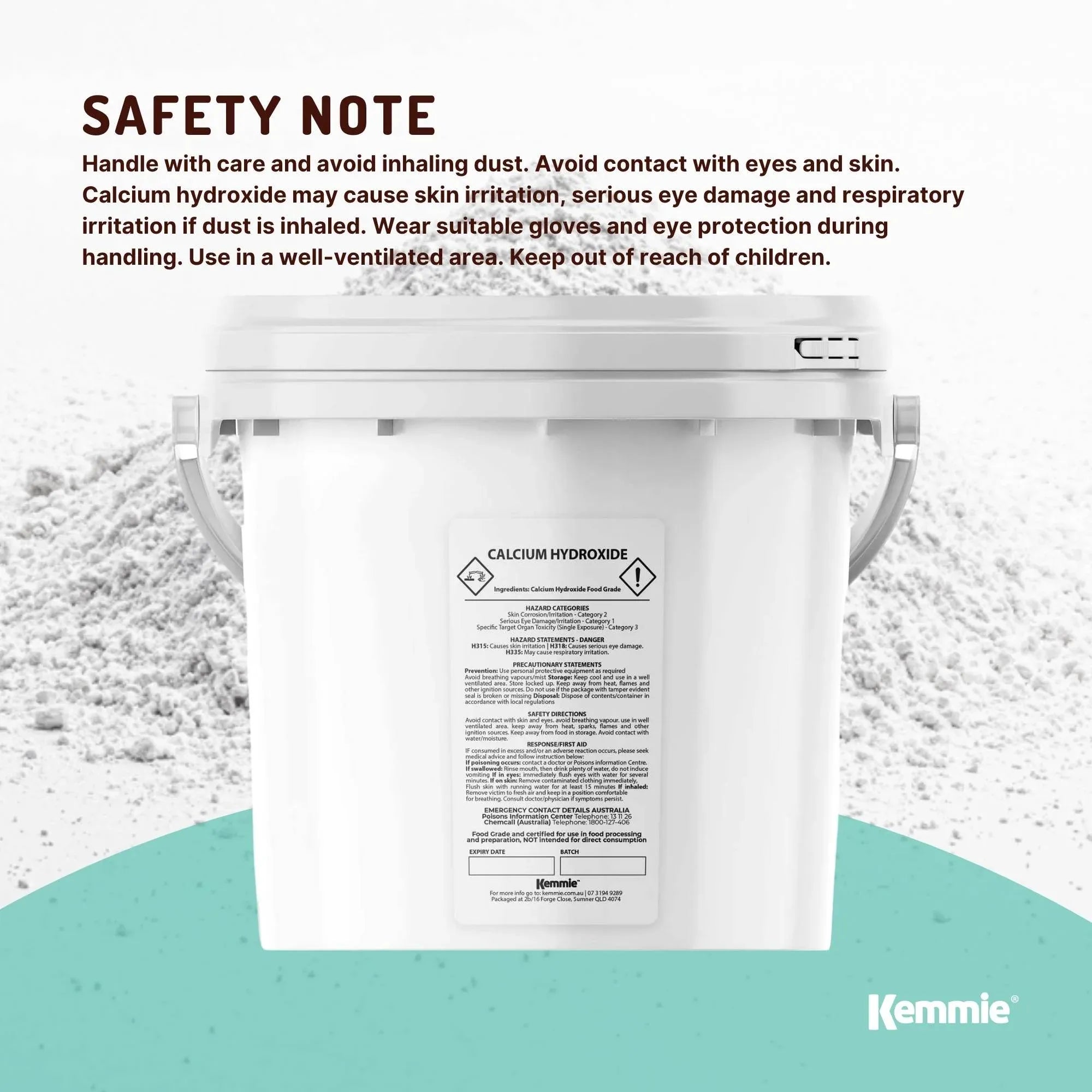Kemmie 2.5kg Calcium Hydroxide Powder Tub - Food Grade Pickling Lime FCC V238-SUPDZ-33022677745744