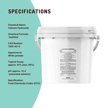 Kemmie 2.5kg Calcium Hydroxide Powder Tub - Food Grade Pickling Lime FCC V238-SUPDZ-33022677745744