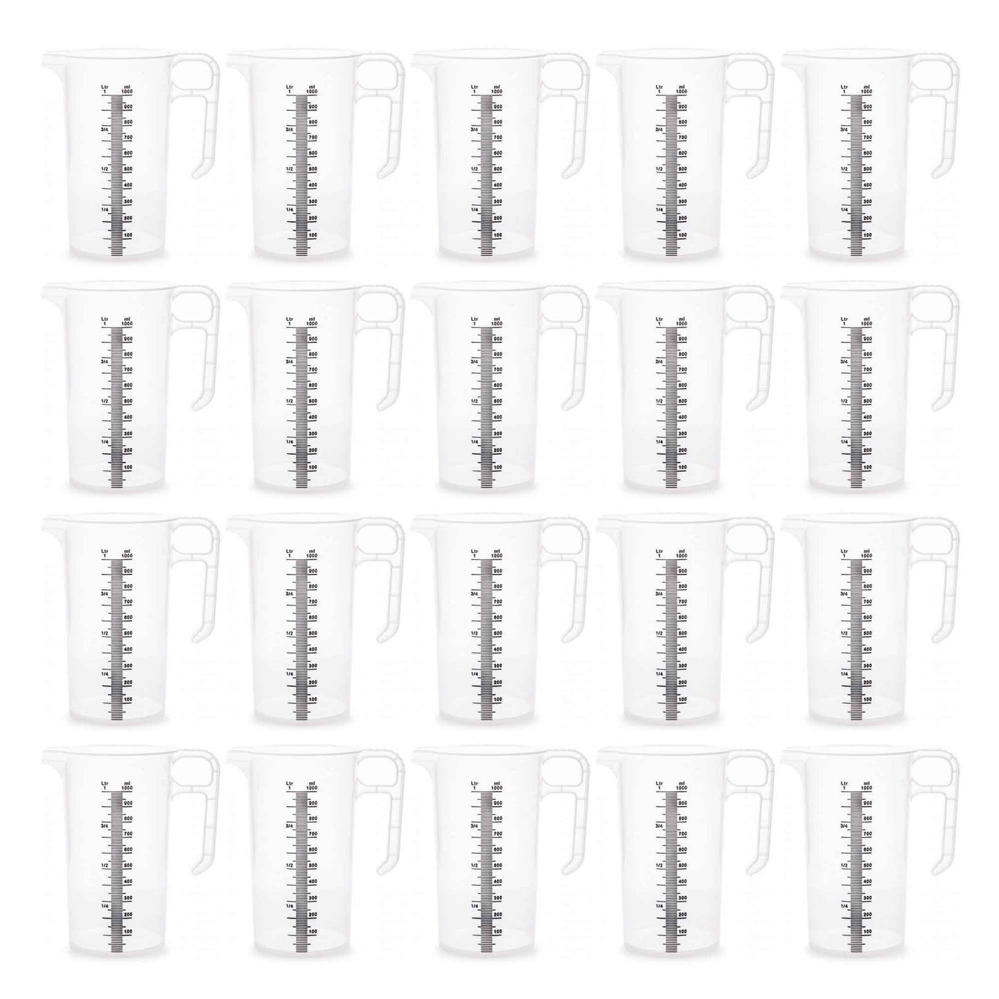 20x 1L Measuring Jug Heavy Duty Clear Plastic Propylene Food Grade BPA 5 Pro-Jug V238-SUPDZ-33050461765712