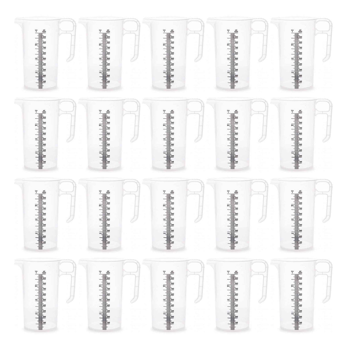 20x 1L Measuring Jug Heavy Duty Clear Plastic Propylene Food Grade BPA 5 Pro-Jug V238-SUPDZ-33050461765712