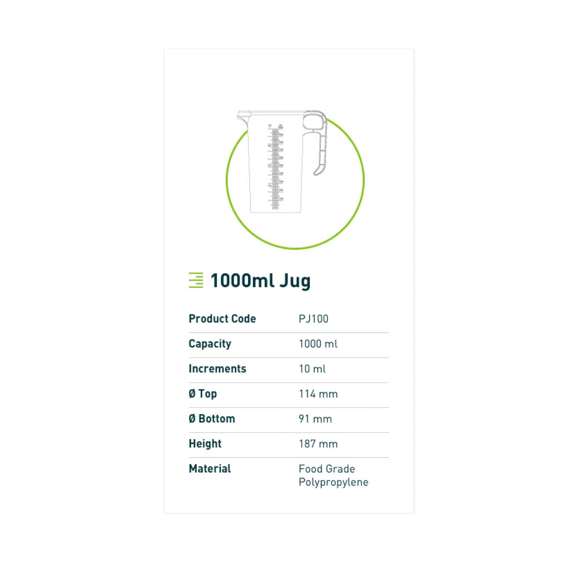 20x 1L Measuring Jug Heavy Duty Clear Plastic Propylene Food Grade BPA 5 Pro-Jug V238-SUPDZ-33050461765712