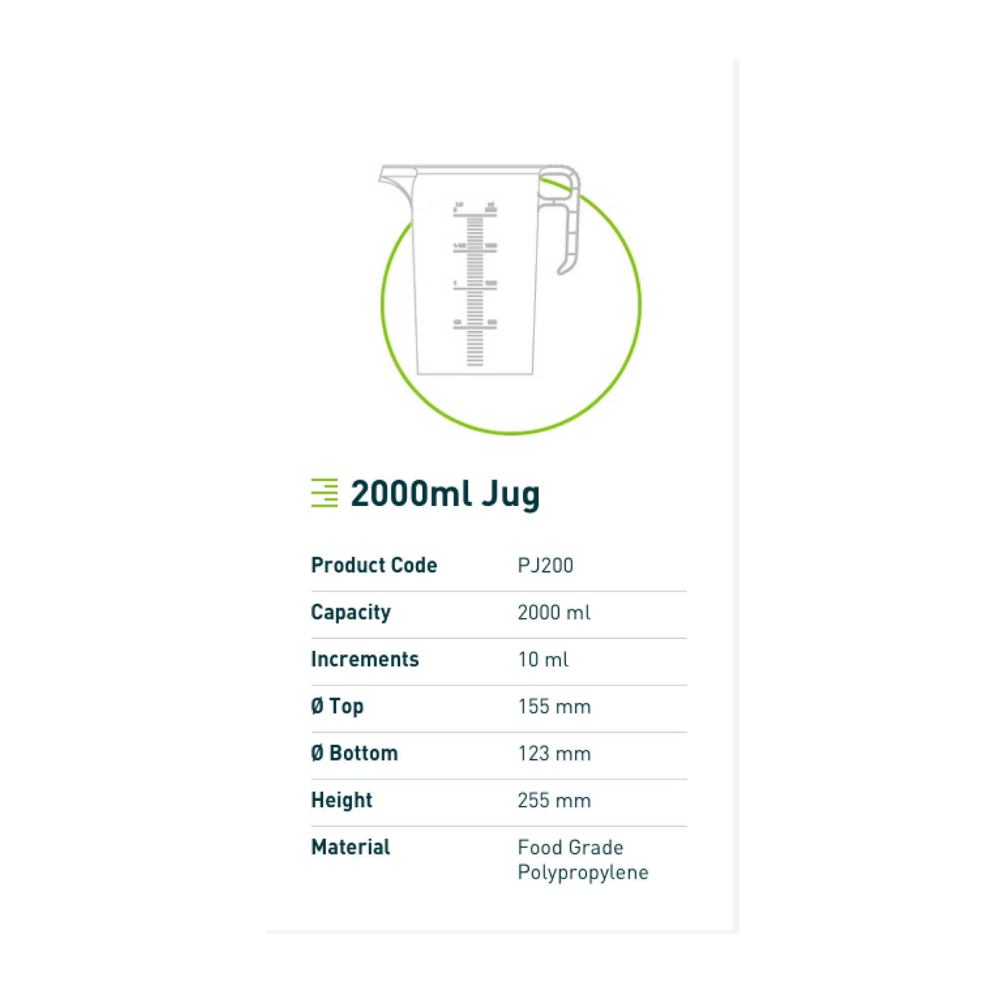 2L Measuring Jug Heavy Duty Clear Plastic Propylene Food Grade BPA 5 Pro-Jug V238-SUPDZ-33050465009744