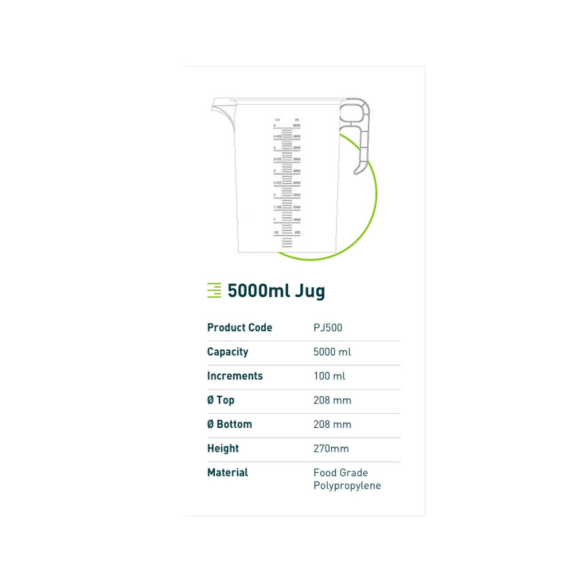 5L Measuring Jug Heavy Duty Clear Plastic Propylene Food Grade BPA 5 Pro-Jug V238-SUPDZ-33050509148240