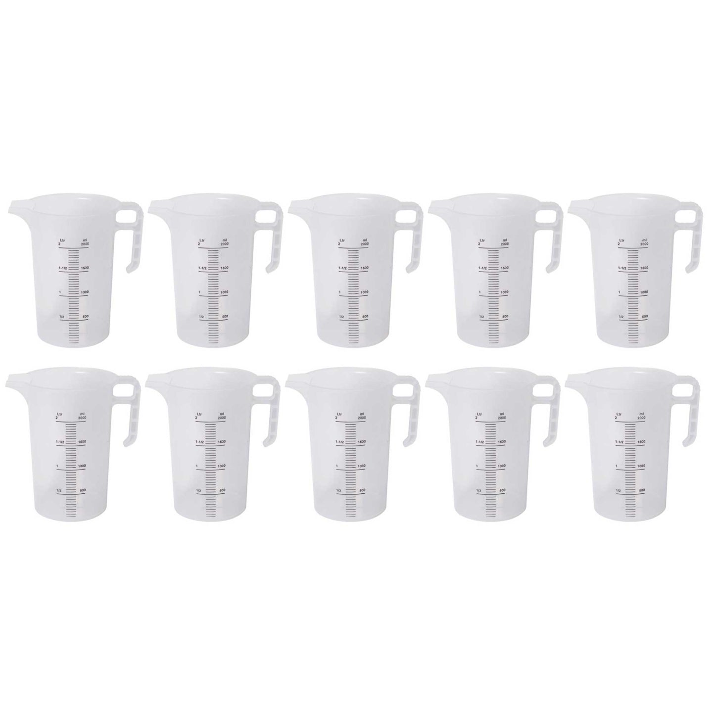 10x 2L Measuring Jug Heavy Duty Clear Plastic Propylene Food Grade BPA 5 Pro-Jug V238-SUPDZ-33054660853840