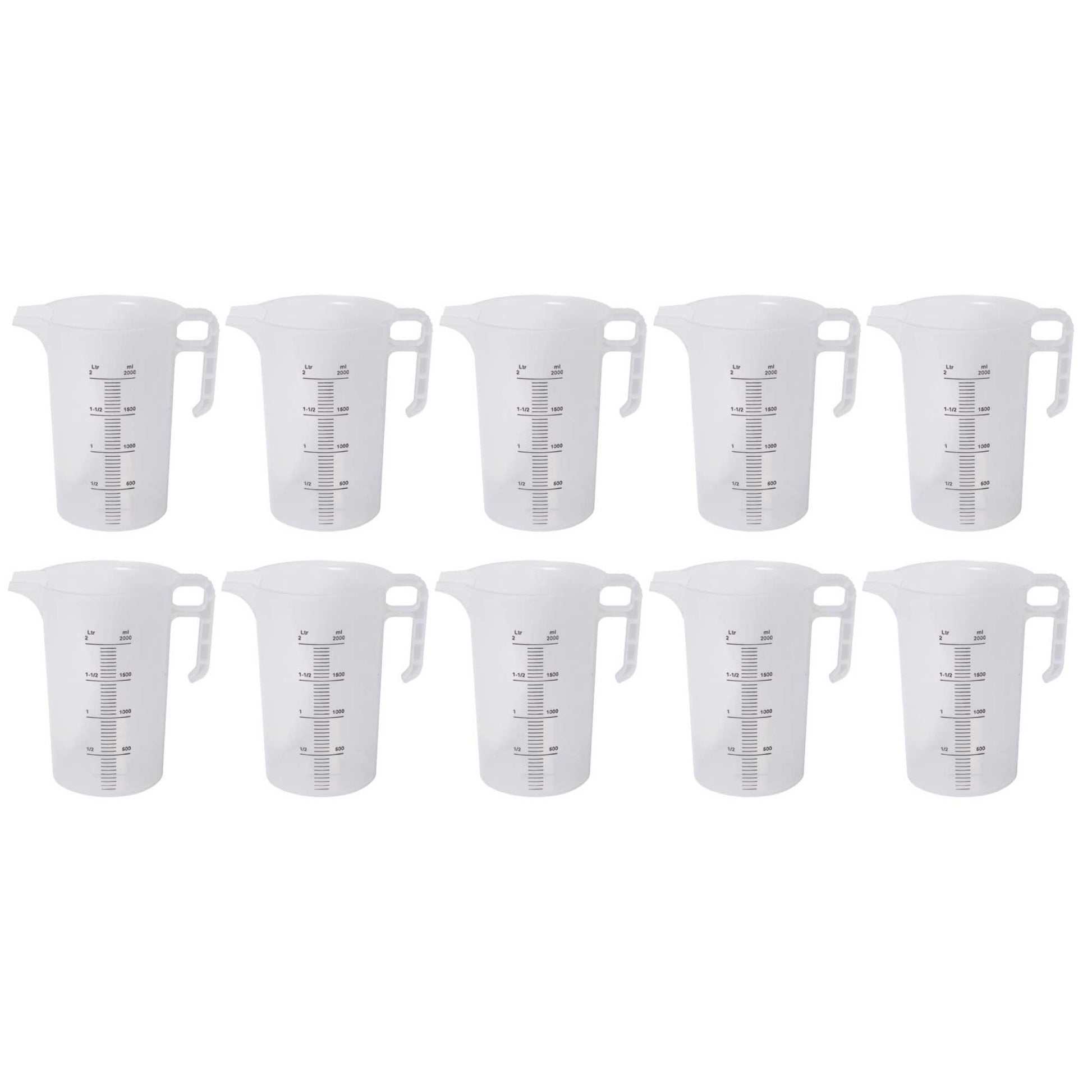 10x 2L Measuring Jug Heavy Duty Clear Plastic Propylene Food Grade BPA 5 Pro-Jug V238-SUPDZ-33054660853840