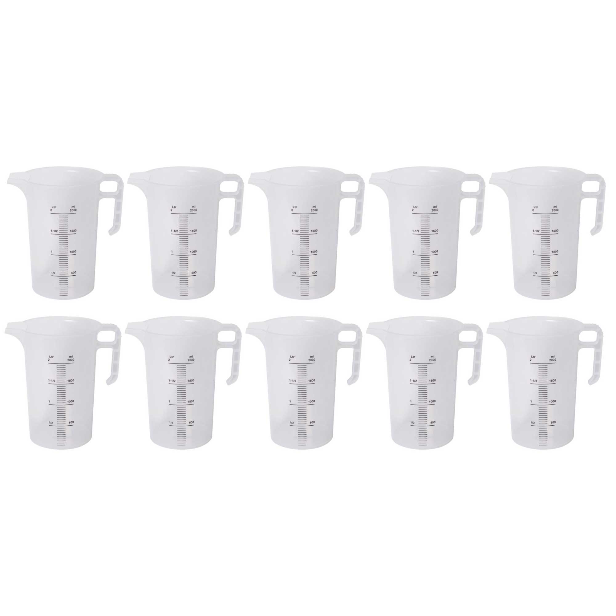 10x 2L Measuring Jug Heavy Duty Clear Plastic Propylene Food Grade BPA 5 Pro-Jug V238-SUPDZ-33054660853840