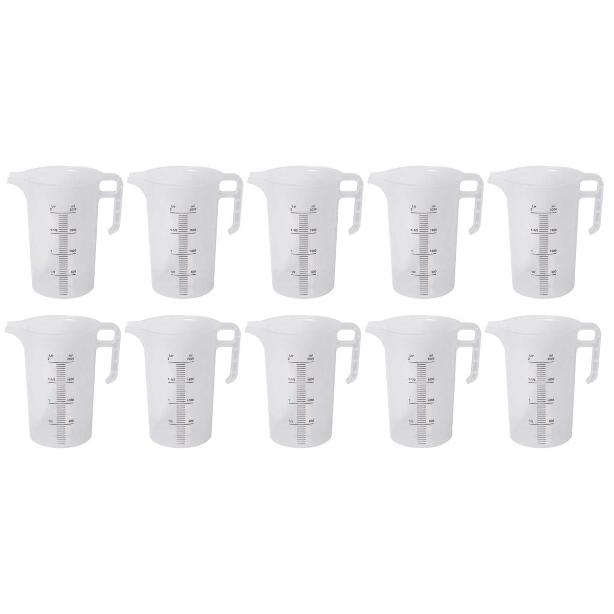 10x 2L Measuring Jug Heavy Duty Clear Plastic Propylene Food Grade BPA 5 Pro-Jug V238-SUPDZ-33054660853840