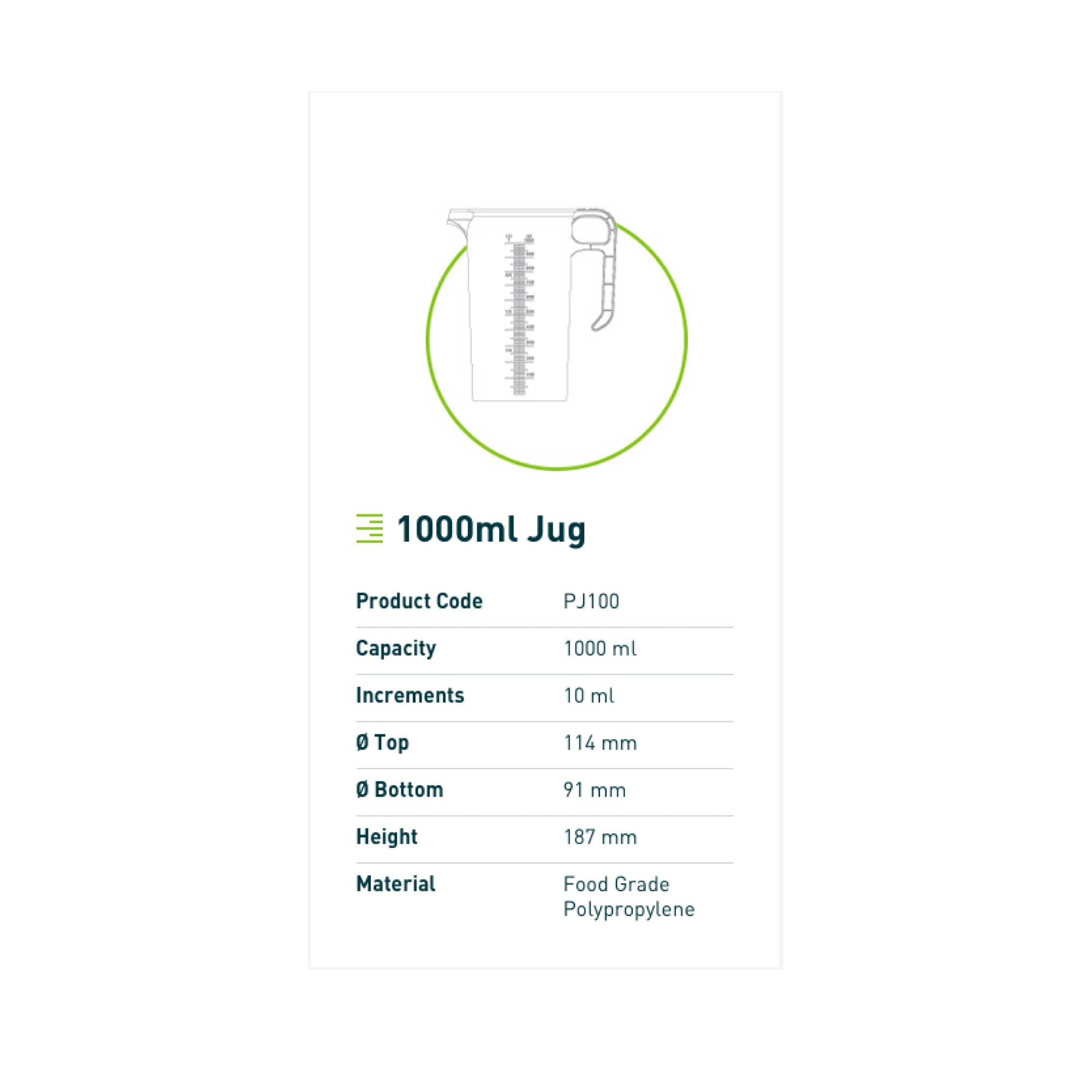 1L Measuring Jug Heavy Duty Clear Plastic Propylene Food Grade BPA 5 Pro-Jug V238-SUPDZ-33054666162256
