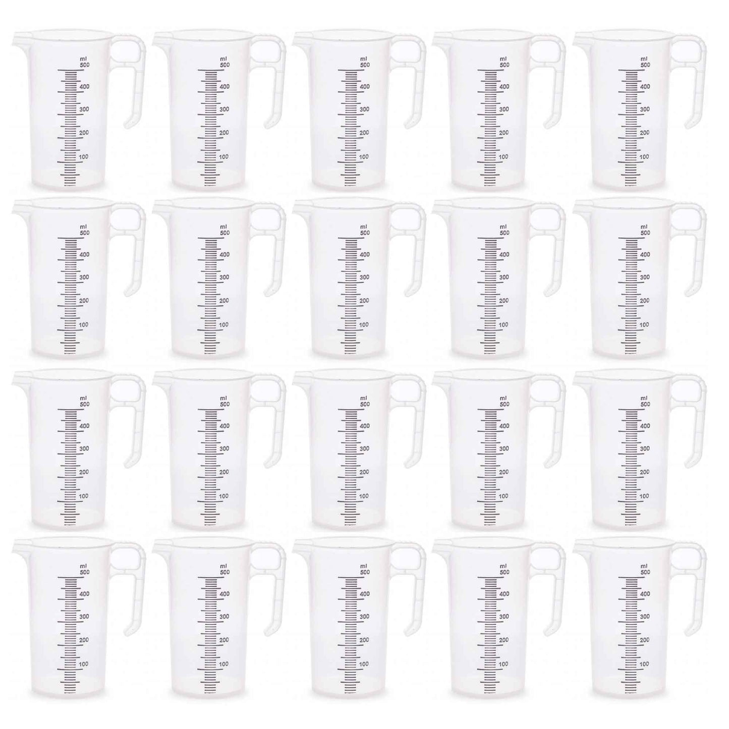 20x 500ml Measuring Jug Strong Clear Plastic Propylene BPA 5 Food Grade Pro-Jug V238-SUPDZ-33054678450256