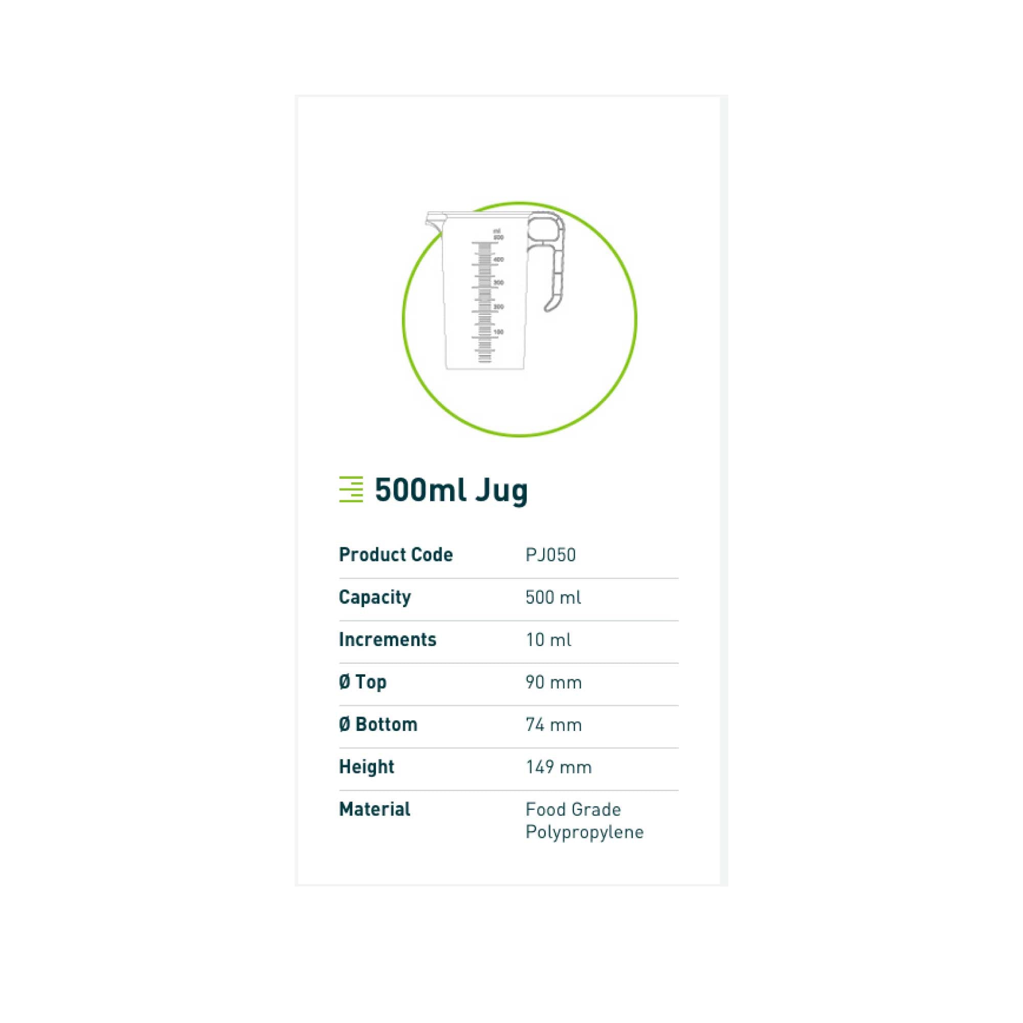 20x 500ml Measuring Jug Strong Clear Plastic Propylene BPA 5 Food Grade Pro-Jug V238-SUPDZ-33054678450256