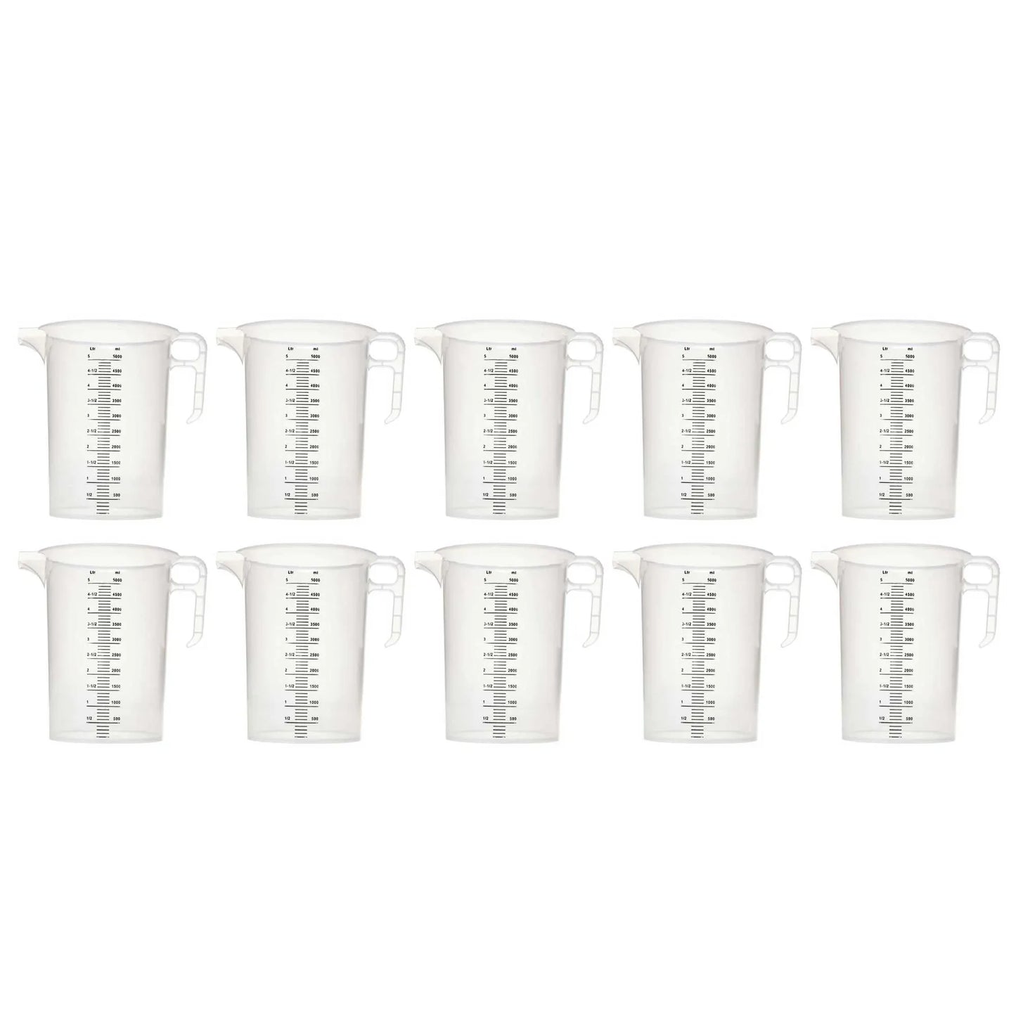 10x 5L Measuring Jug Heavy Duty Clear Plastic Propylene Food Grade BPA 5 Pro-Jug V238-SUPDZ-33054689919056