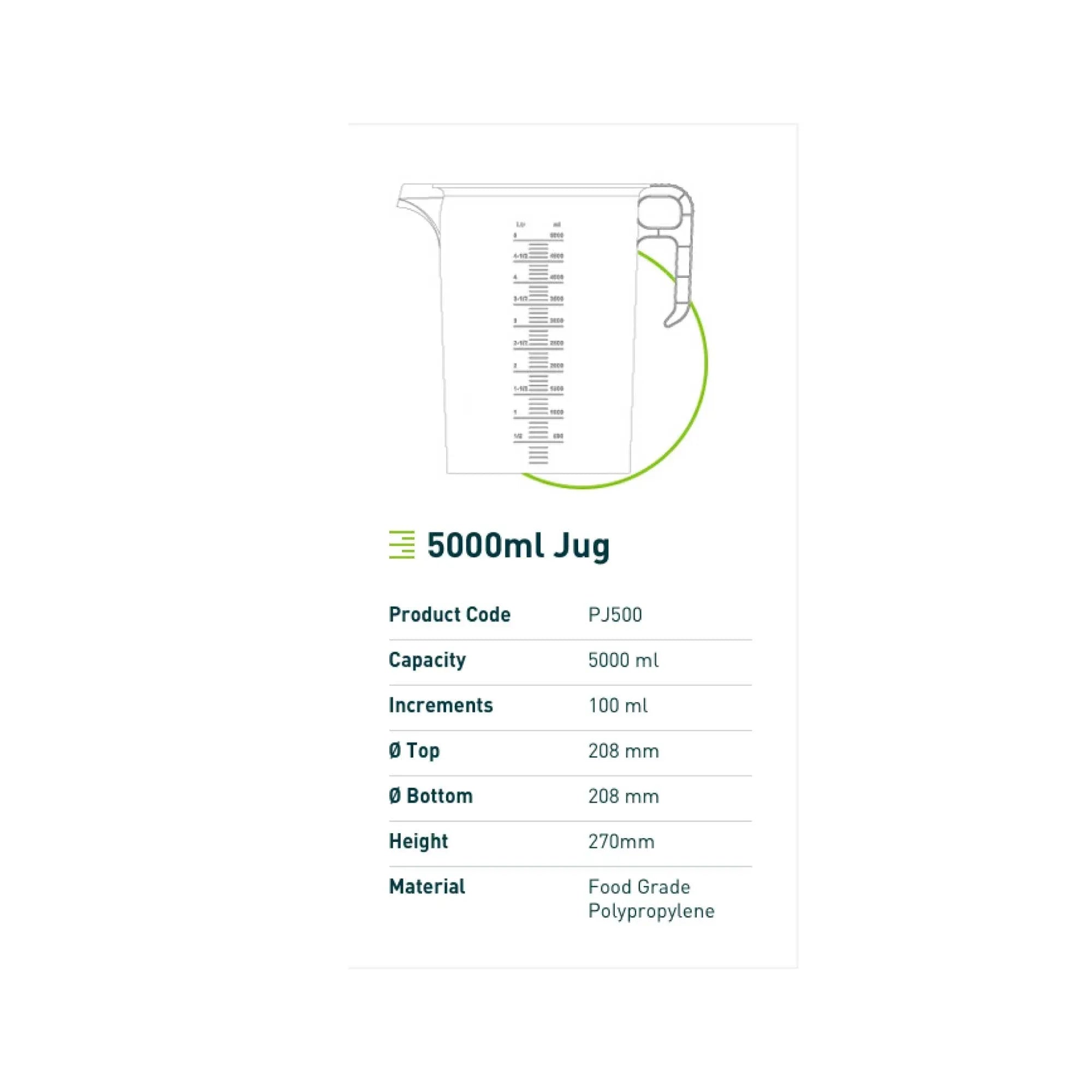 10x 5L Measuring Jug Heavy Duty Clear Plastic Propylene Food Grade BPA 5 Pro-Jug V238-SUPDZ-33054689919056