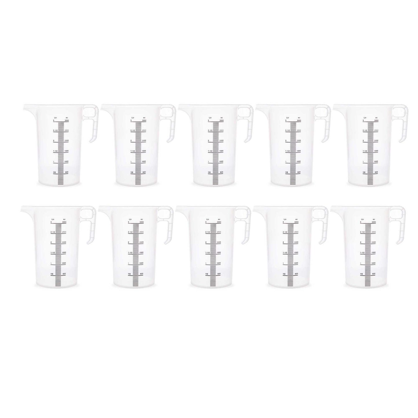 10x 3L Measuring Jug Heavy Duty Clear Plastic Propylene Food Grade BPA 5 Pro-Jug V238-SUPDZ-33054705713232
