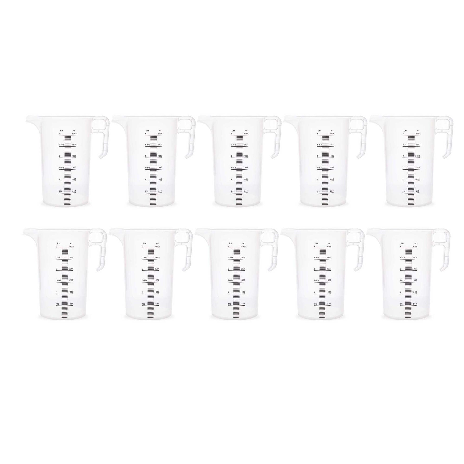 10x 3L Measuring Jug Heavy Duty Clear Plastic Propylene Food Grade BPA 5 Pro-Jug V238-SUPDZ-33054705713232