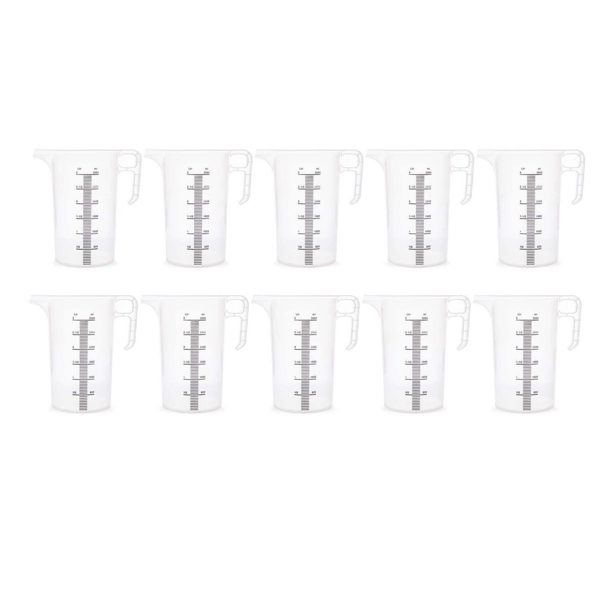 10x 3L Measuring Jug Heavy Duty Clear Plastic Propylene Food Grade BPA 5 Pro-Jug V238-SUPDZ-33054705713232