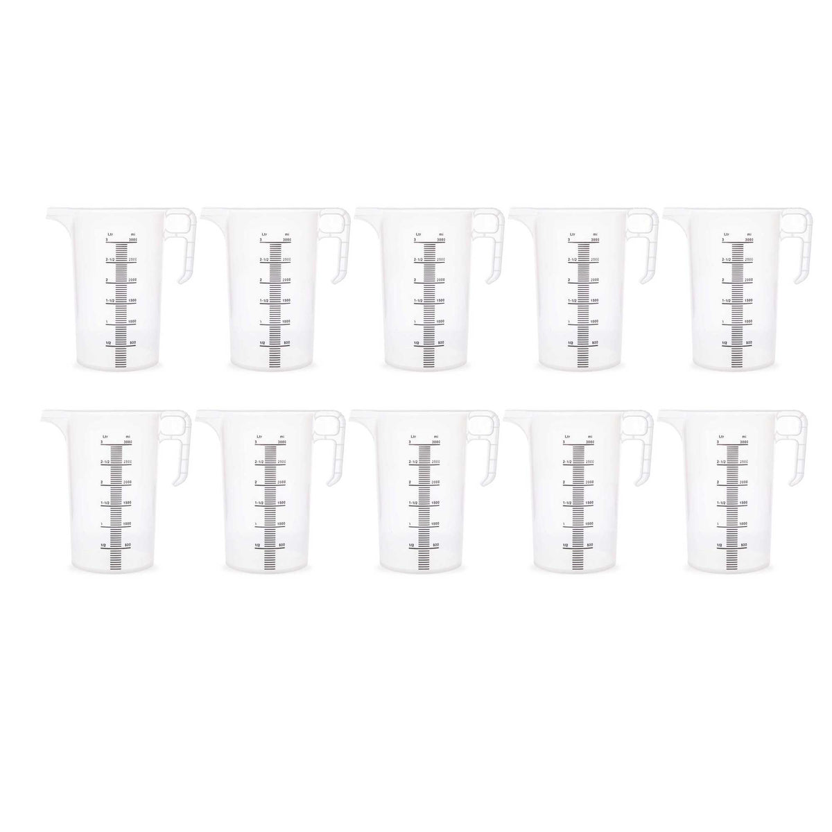 10x 3L Measuring Jug Heavy Duty Clear Plastic Propylene Food Grade BPA 5 Pro-Jug V238-SUPDZ-33054705713232