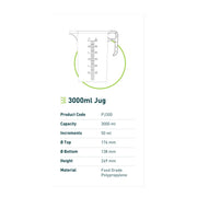 10x 3L Measuring Jug Heavy Duty Clear Plastic Propylene Food Grade BPA 5 Pro-Jug V238-SUPDZ-33054705713232