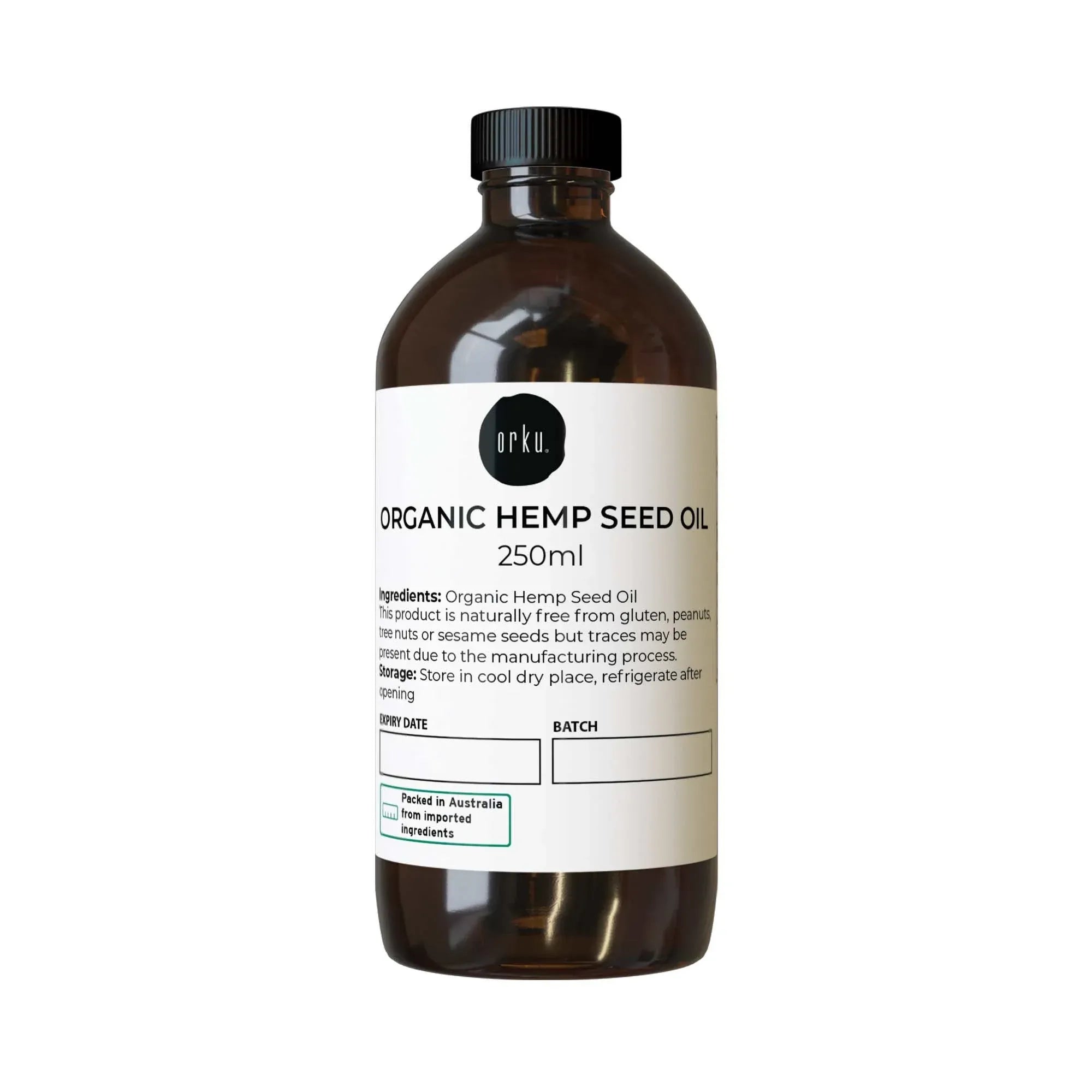 Orku 250ml Organic Hemp Seed Oil - Cold Pressed Food Grade Oils V238-SUPDZ-33088452526160