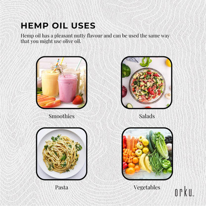 Orku 250ml Organic Hemp Seed Oil - Cold Pressed Food Grade Oils V238-SUPDZ-33088452526160