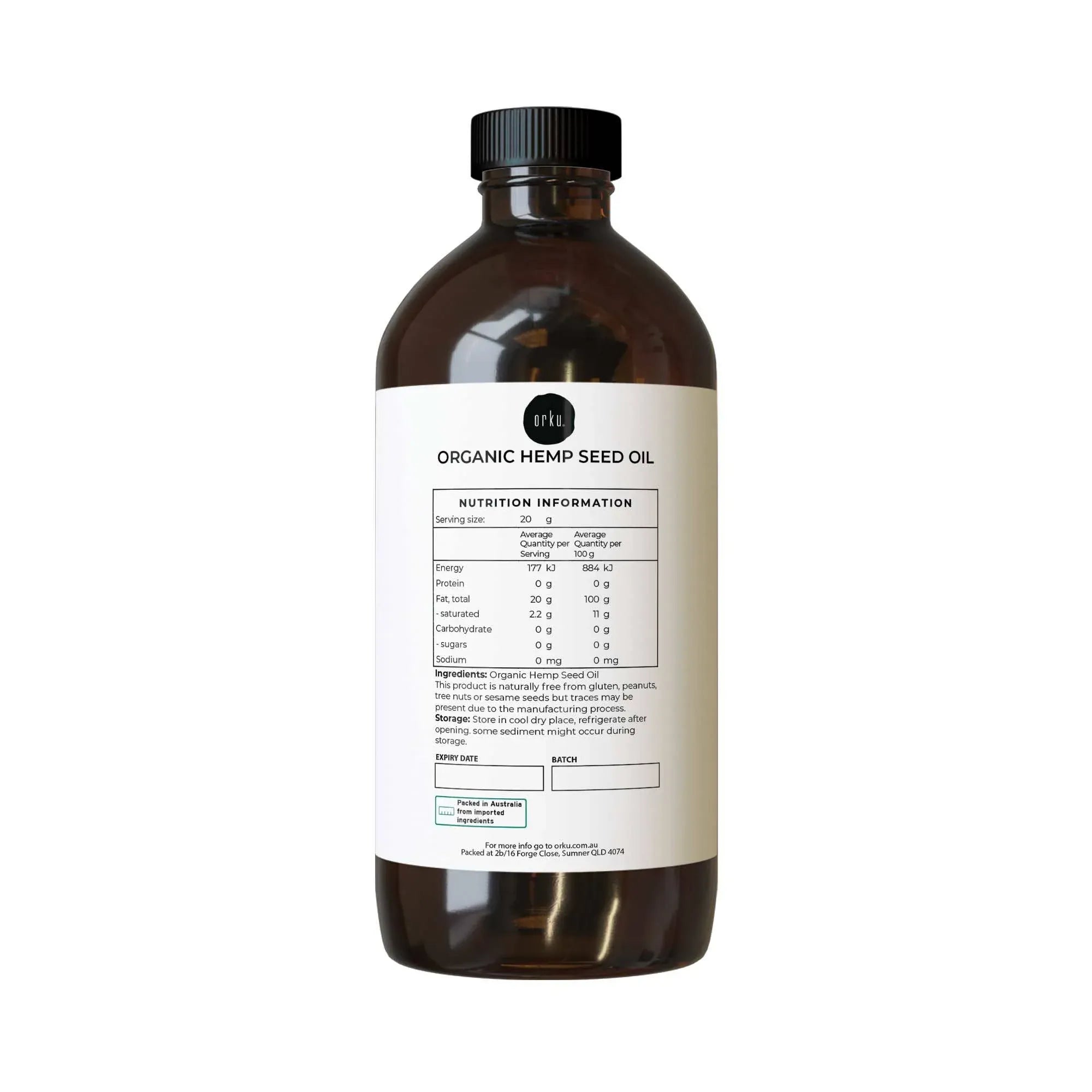 Orku 1L Organic Hemp Seed Oil - Cold Pressed Food Grade Oils V238-SUPDZ-33088457998416