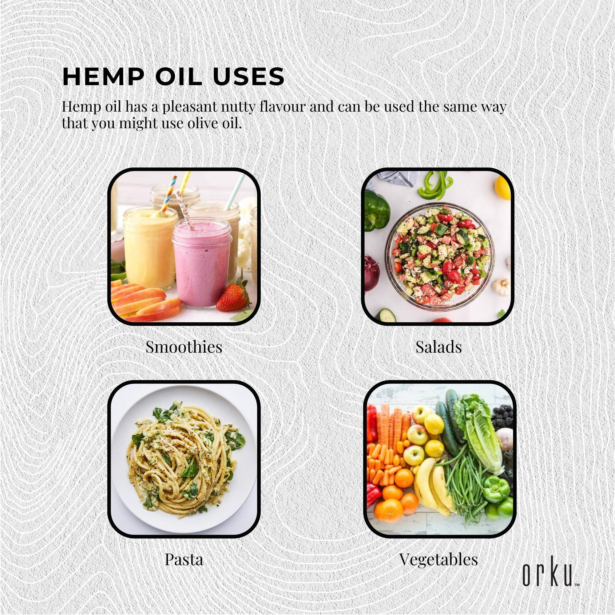 Orku 1L Organic Hemp Seed Oil - Cold Pressed Food Grade Oils V238-SUPDZ-33088457998416