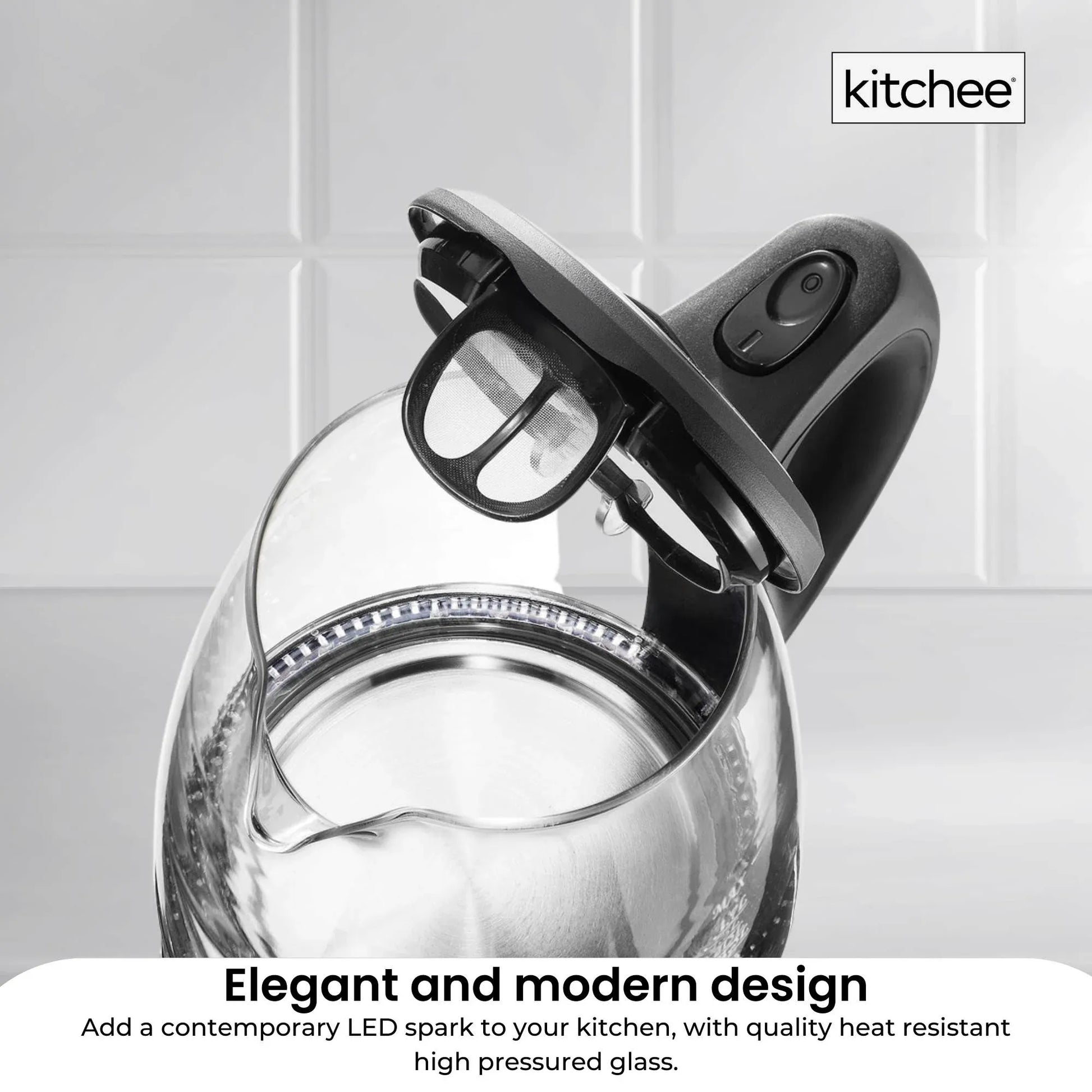 Kitchee 1.7L Glass Electric Kettle LED Light Cordless 360 Water Boiling Jug V238-SUPDZ-33114836959312