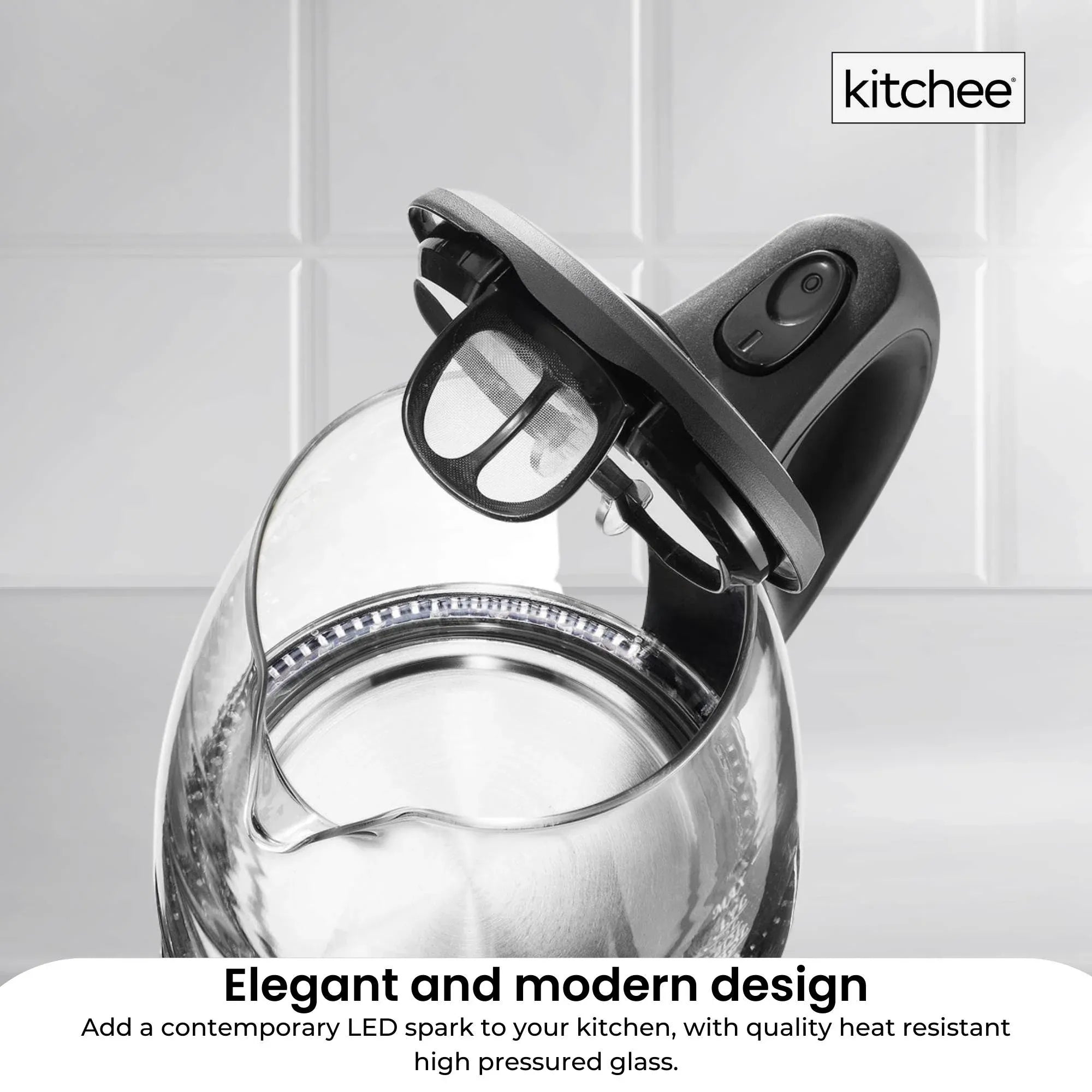Kitchee 1.7L Glass Electric Kettle LED Light Cordless 360 Water Boiling Jug V238-SUPDZ-33114836959312