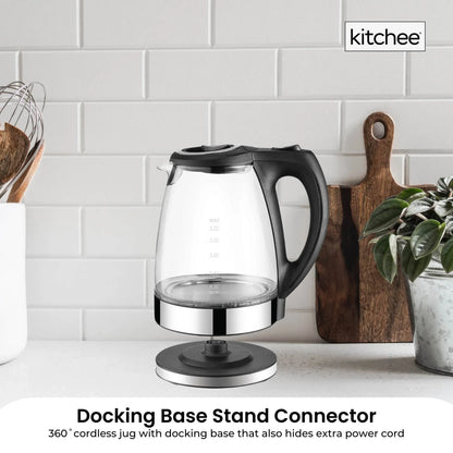 Kitchee 1.7L Glass Electric Kettle LED Light Cordless 360 Water Boiling Jug V238-SUPDZ-33114836959312