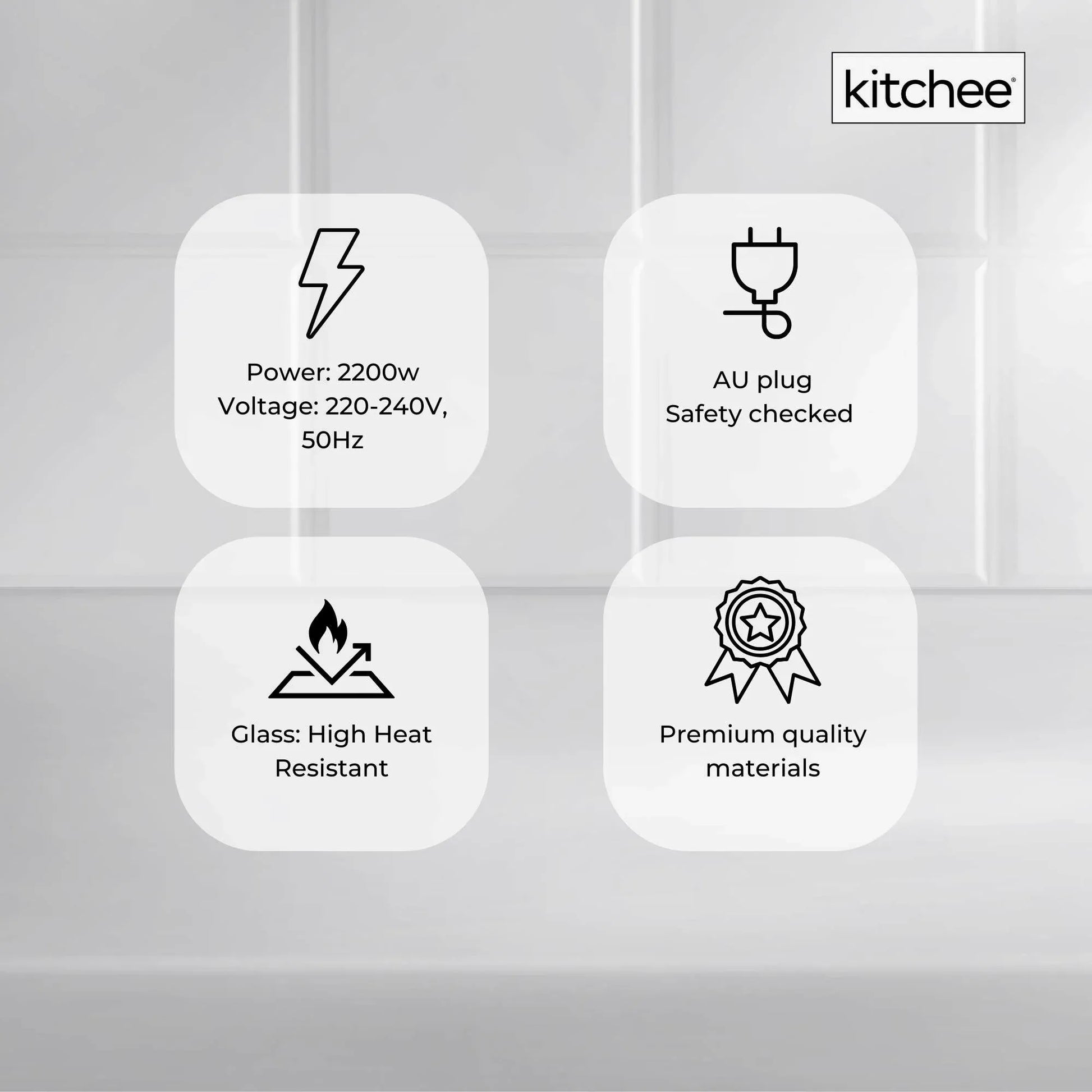 Kitchee 1.7L Glass Electric Kettle LED Light Cordless 360 Water Boiling Jug V238-SUPDZ-33114836959312