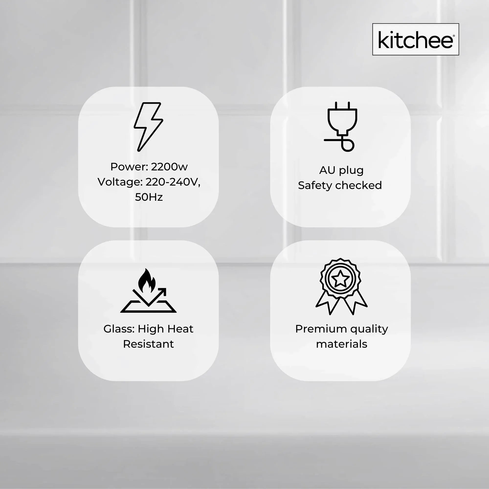 Kitchee 1.7L Glass Electric Kettle LED Light Cordless 360 Water Boiling Jug V238-SUPDZ-33114836959312