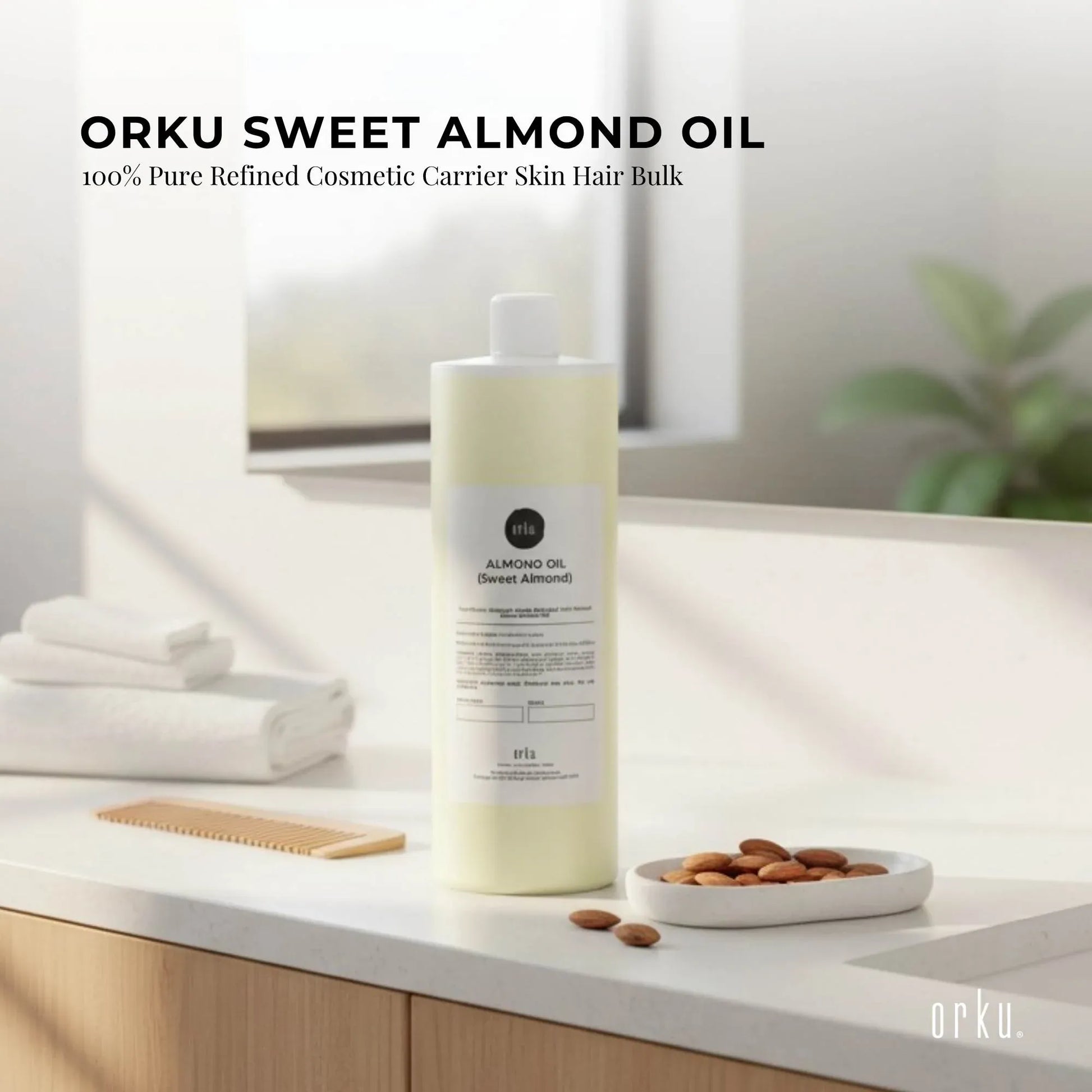 Orku 250ml Sweet Almond Oil 100% Pure Refined Cosmetic Carrier Skin Hair V238-SUPDZ-33139845202000