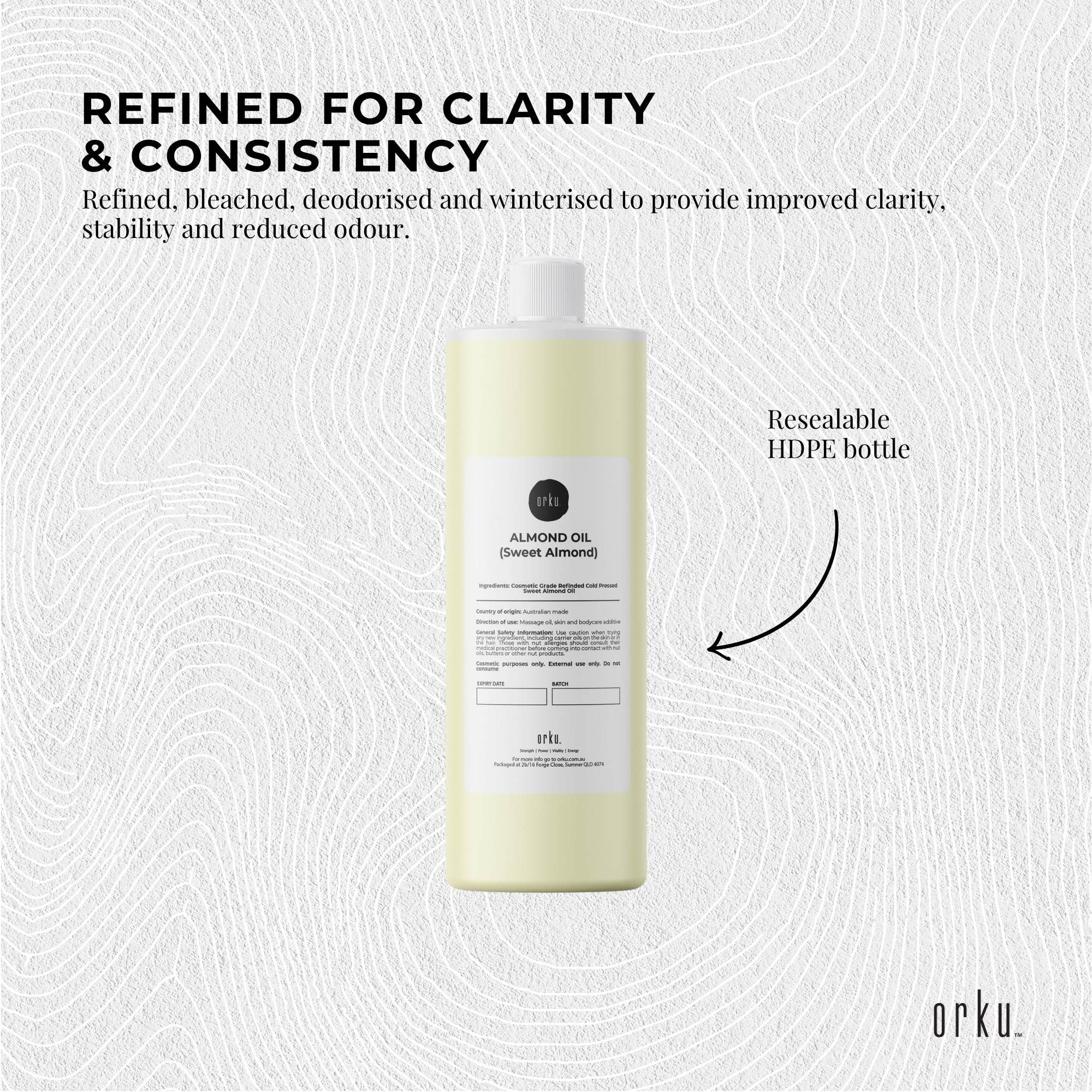 Orku 250ml Sweet Almond Oil 100% Pure Refined Cosmetic Carrier Skin Hair V238-SUPDZ-33139845202000
