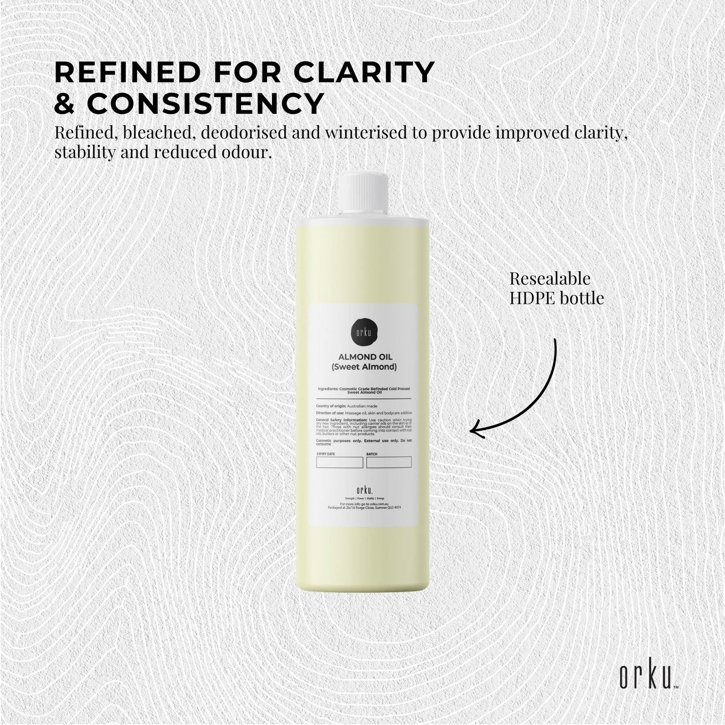 Orku 500ml Sweet Almond Oil 100% Pure Refined Cosmetic Carrier Skin Hair V238-SUPDZ-33140106297424