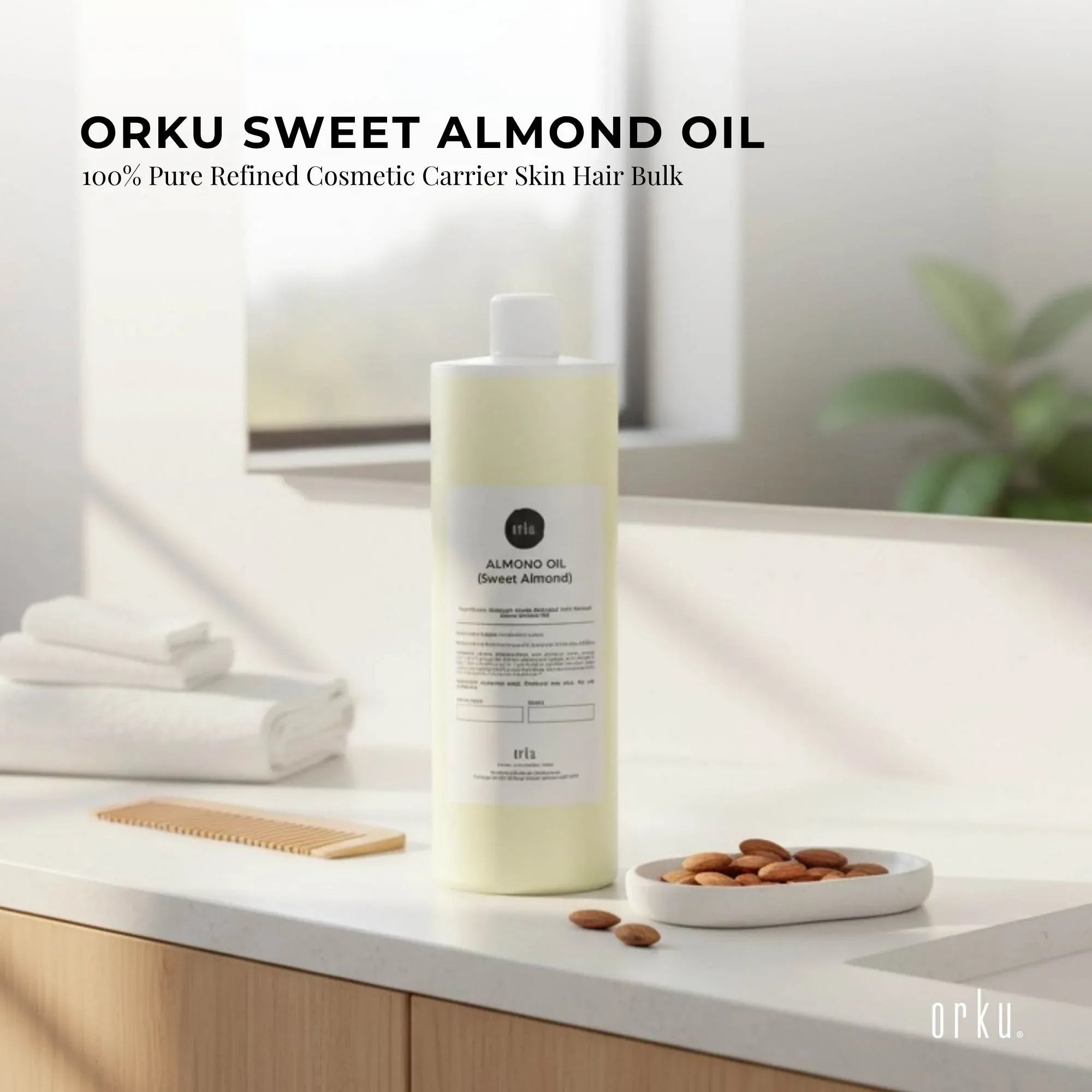 Orku 1L Sweet Almond Oil 100% Pure Refined Cosmetic Carrier Skin Hair V238-SUPDZ-33140126842960